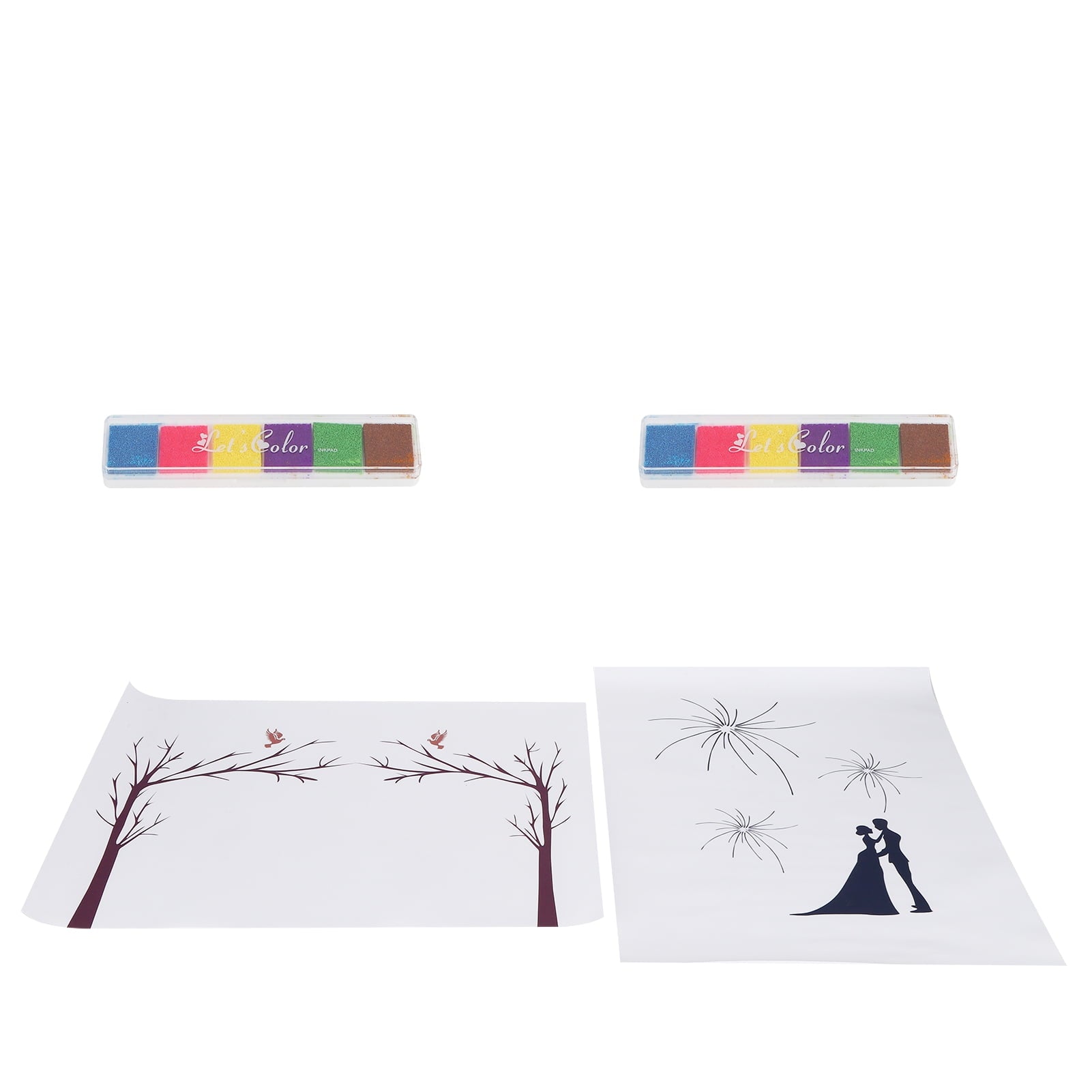 Viccilley Guest Book - 2 Set DIY Pattern Guest Signature Sign‑In Book Guestbook Fingerprint Painting for Wedding Birthday Party
