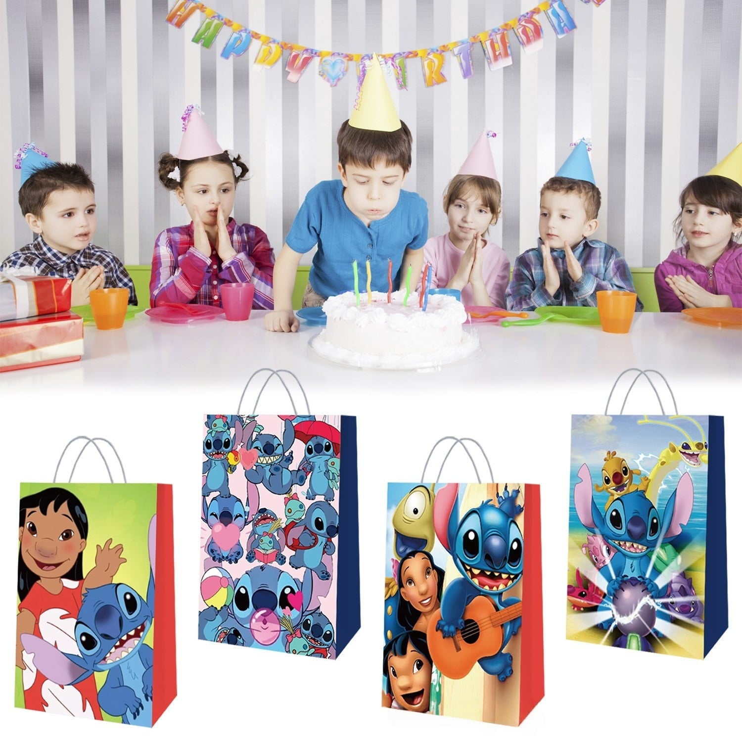 24 Pcs Lio Cartoon Party Gift Bags, Birthday party bags, Cartoon candy bags, Party Supplies（8.26"×5.9"×3.15"）