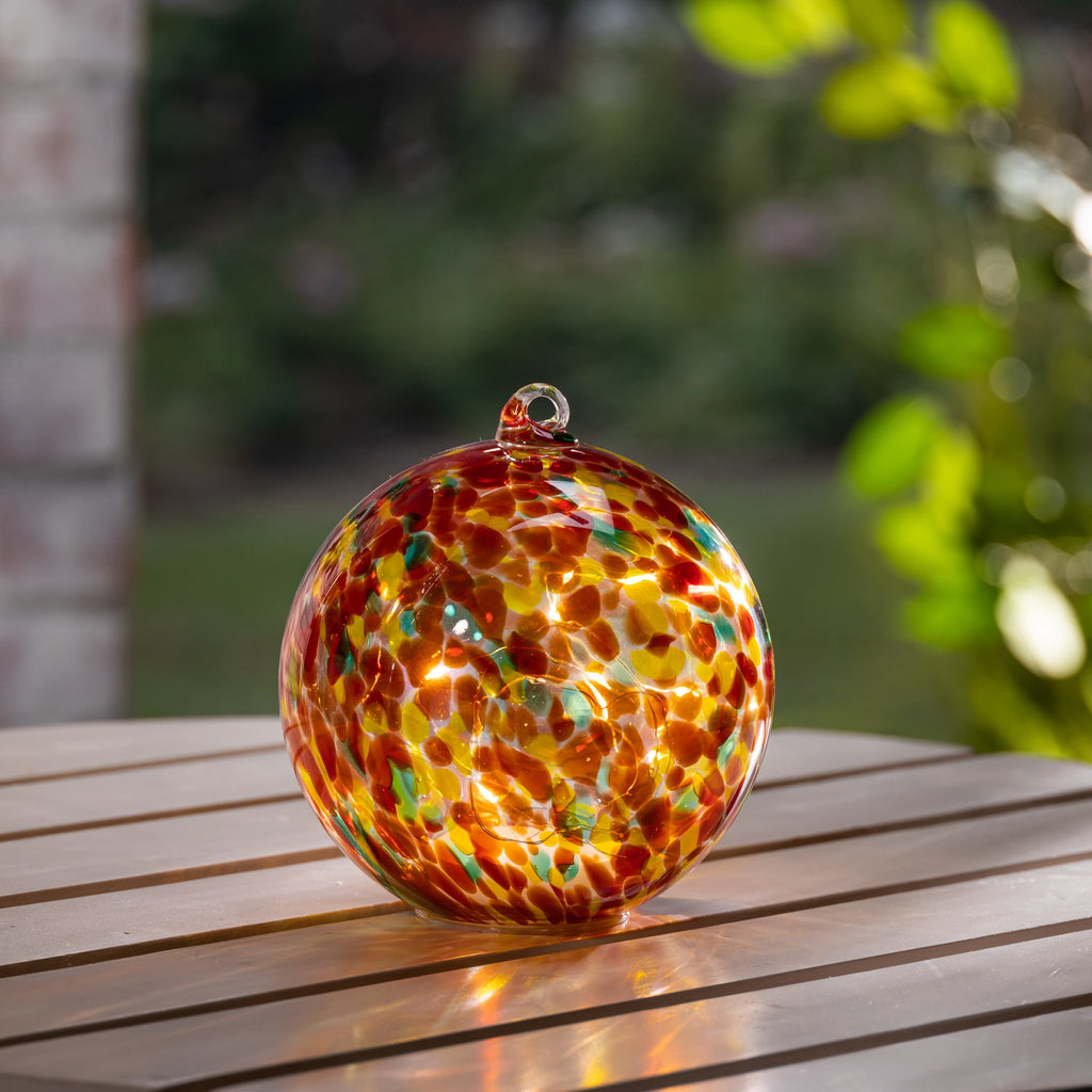 Elegant 5.75 Inch Amber Illuminating Hand Blown Glass Sphere