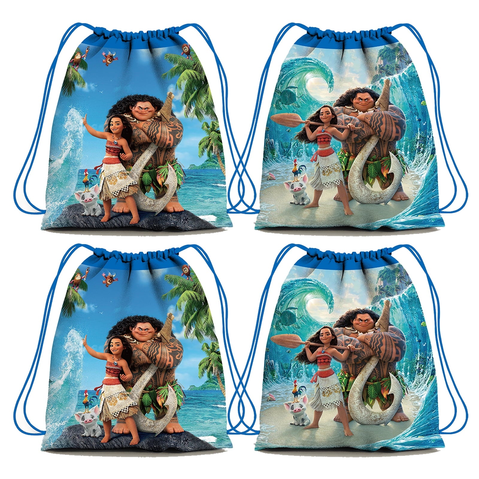 Moana Party Drawstring Bag,12pcs Reusable Moana Non-Woven Gift Backpacks Moana Goodie Favor Bags for Movie Girls Theme Birthday Party Decorations Supplies
