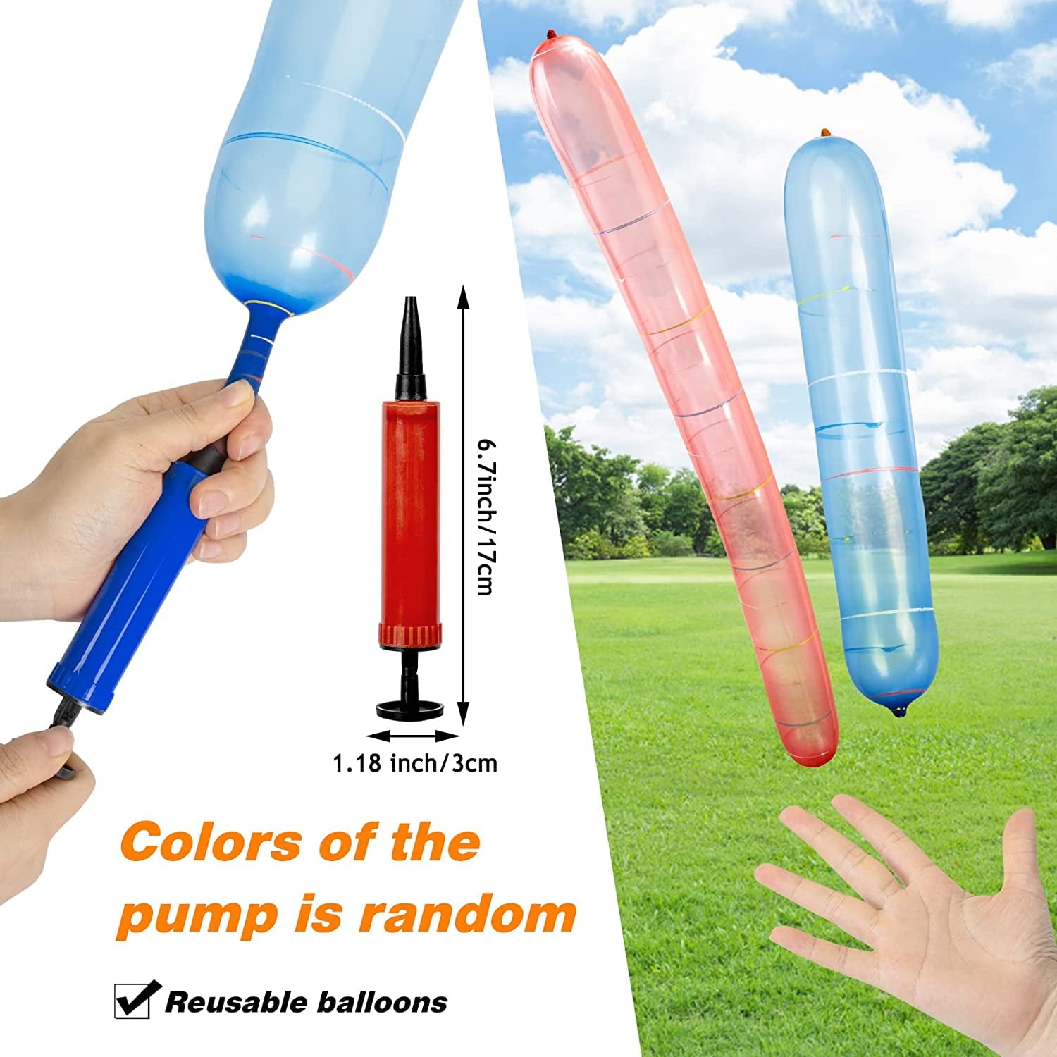 100pcs Rocket Balloons with Two Air Pump Colorful Giant Rocket Balloons for Parties