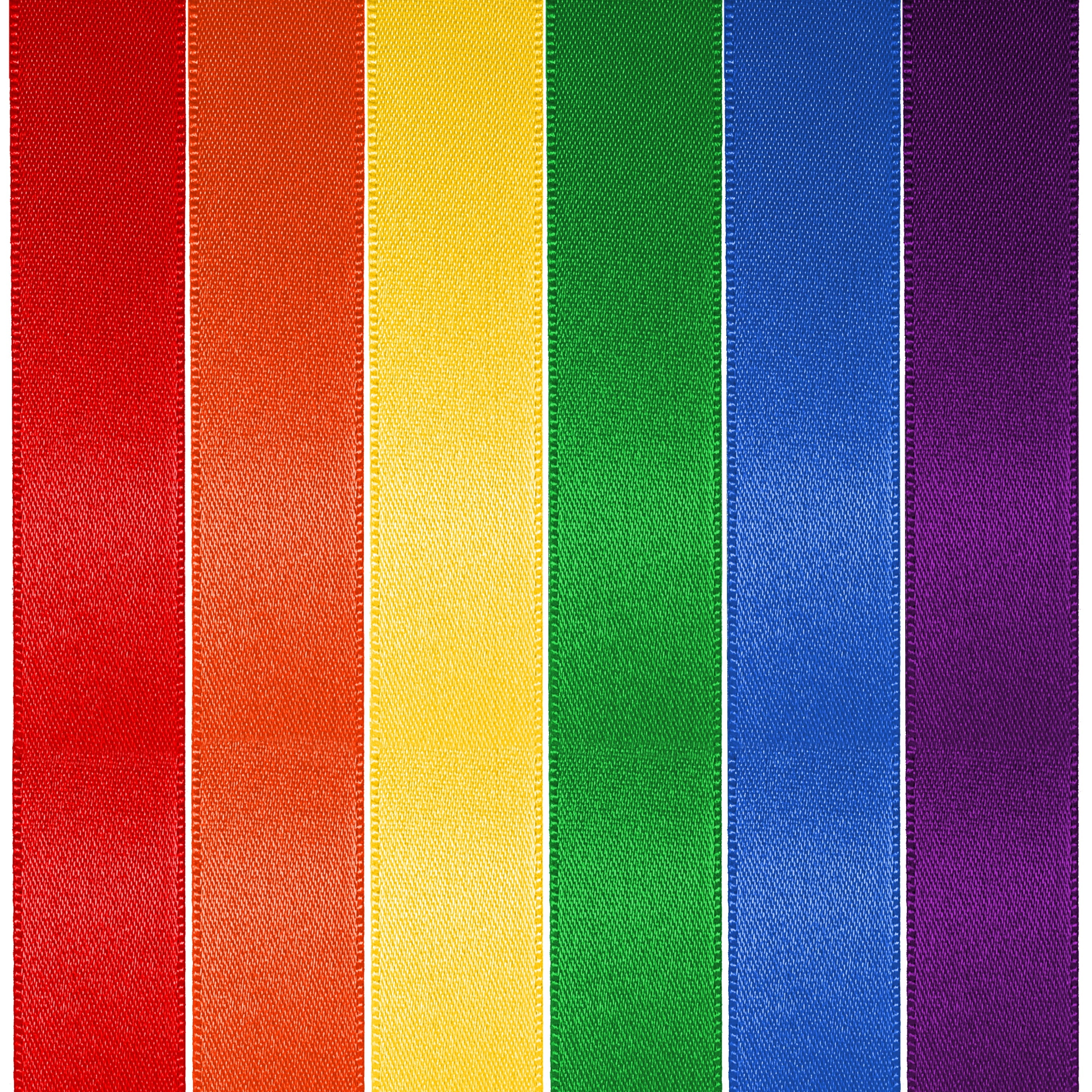 Rainbow Double Faced Satin Ribbon, 6 Colors, 5/8" x 600 Yards by Gwen Studios