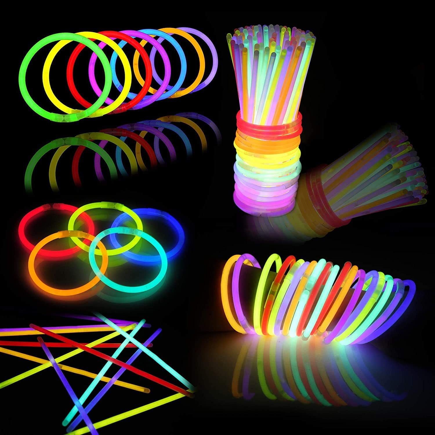 Ayieyill 300pcs Glow Sticks Bulk Party Pack 8" Halloween Glow Sticks for Kids Glow in the Dark Party Supplies