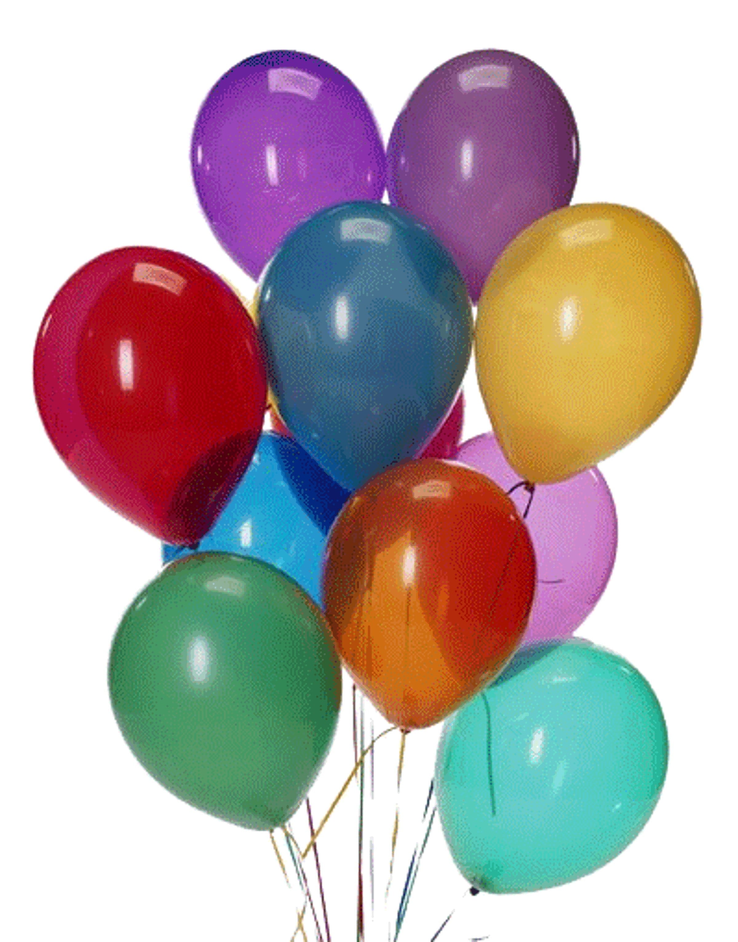 72 Latex Balloons 12" with Clips and Curling Ribbon - Assorted