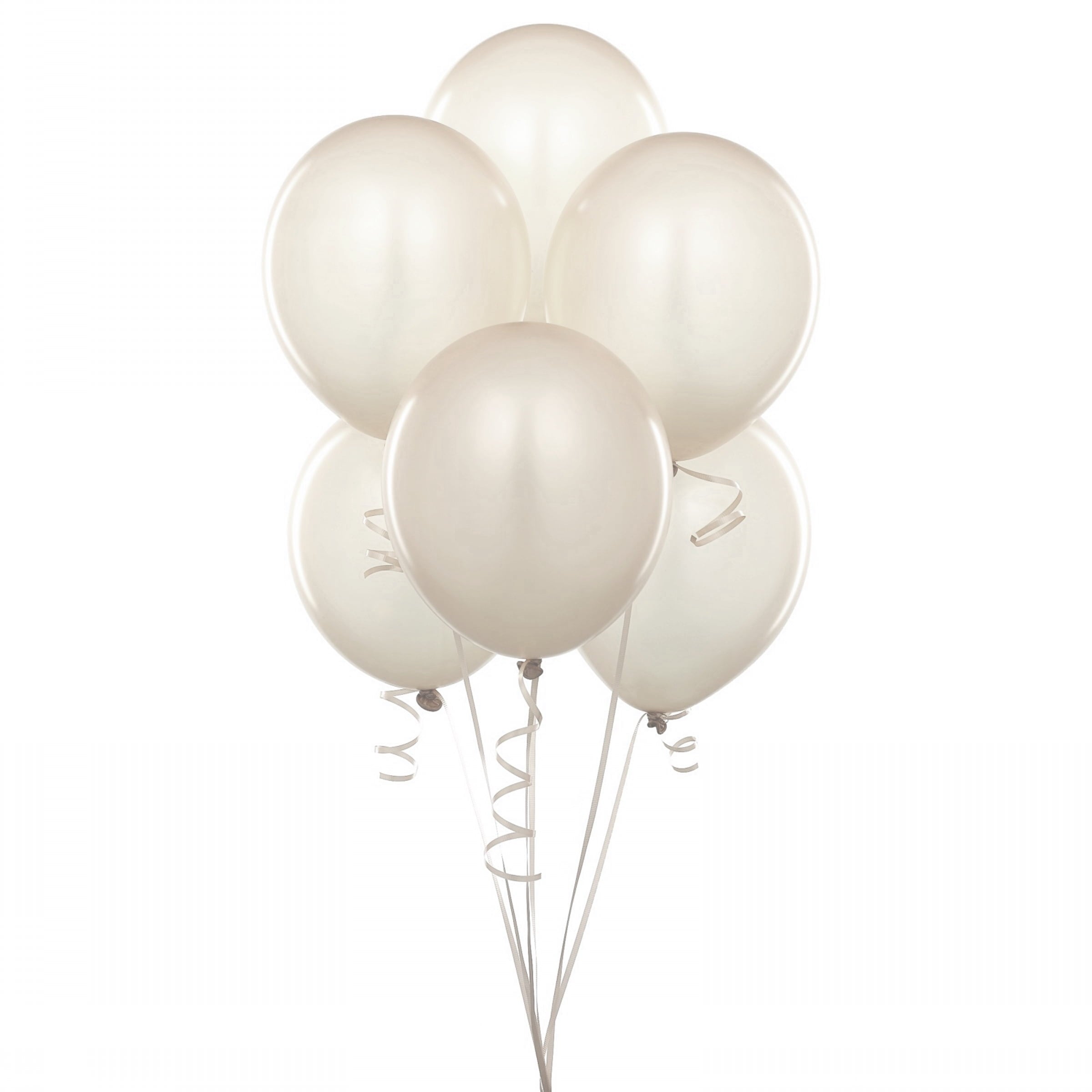 72 Latex Balloons 12" with Clips and Curling Ribbon - Ivory