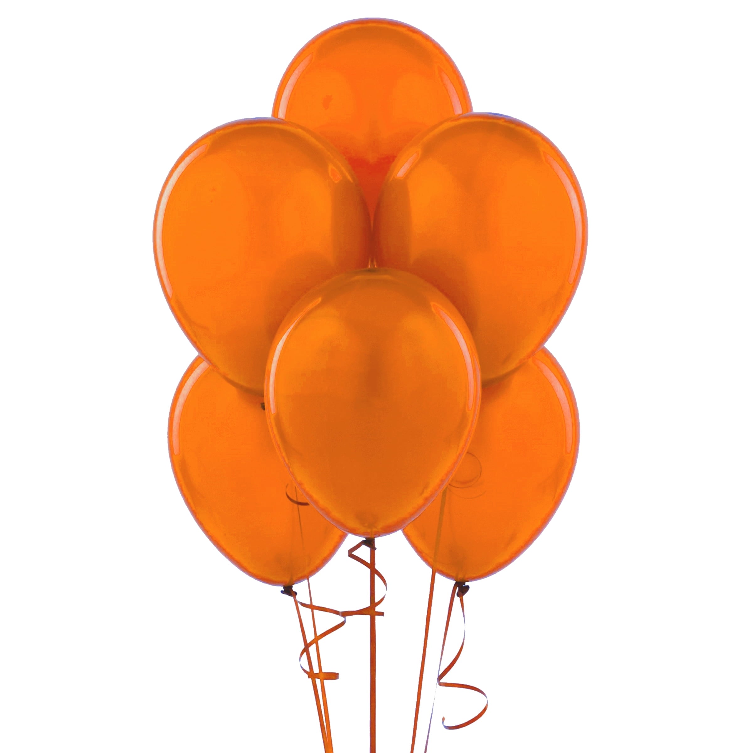 72 Latex Balloons 12" with Clips and Curling Ribbon - Orange