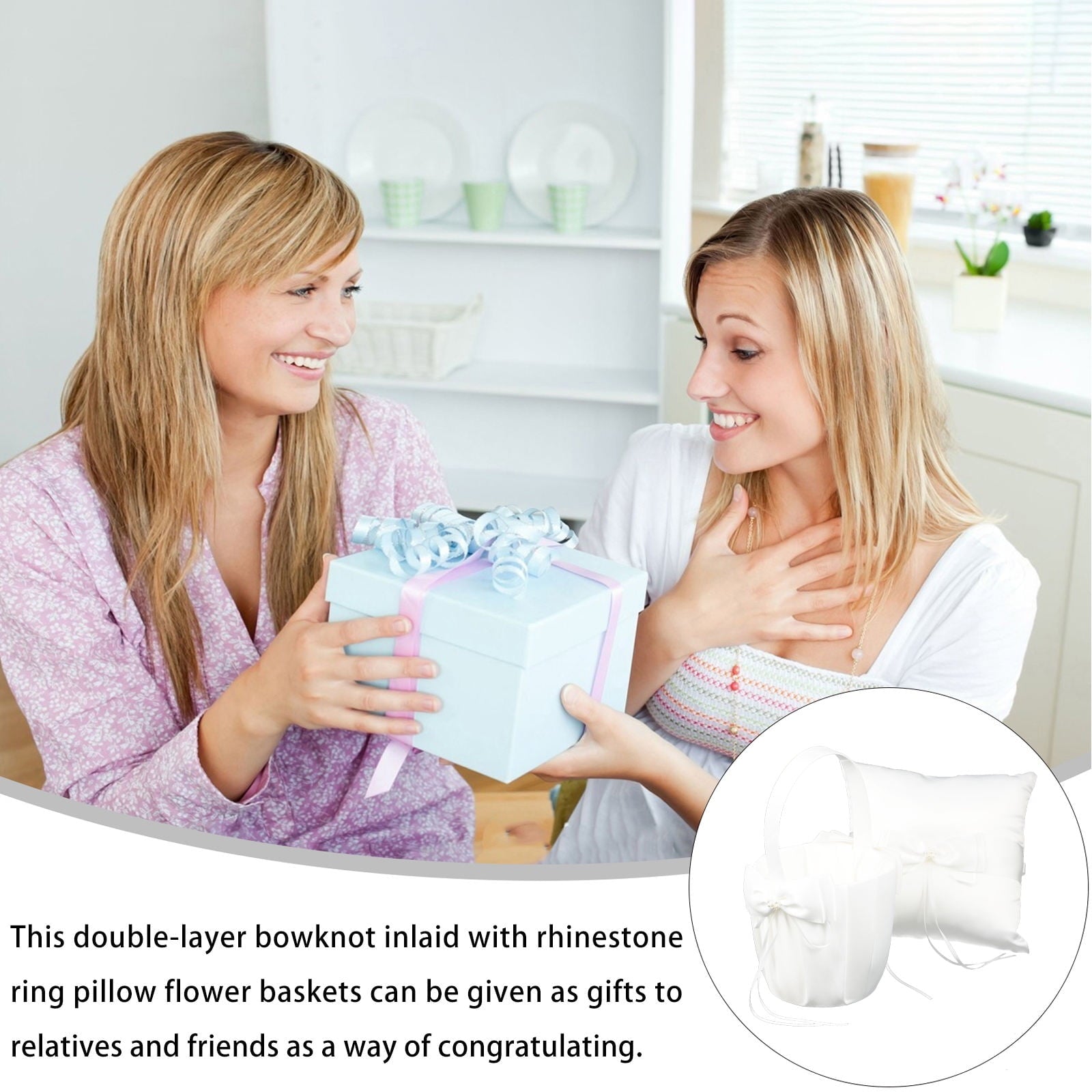 ifundom Ring Bearer Pillow White Cloth 2Pcs