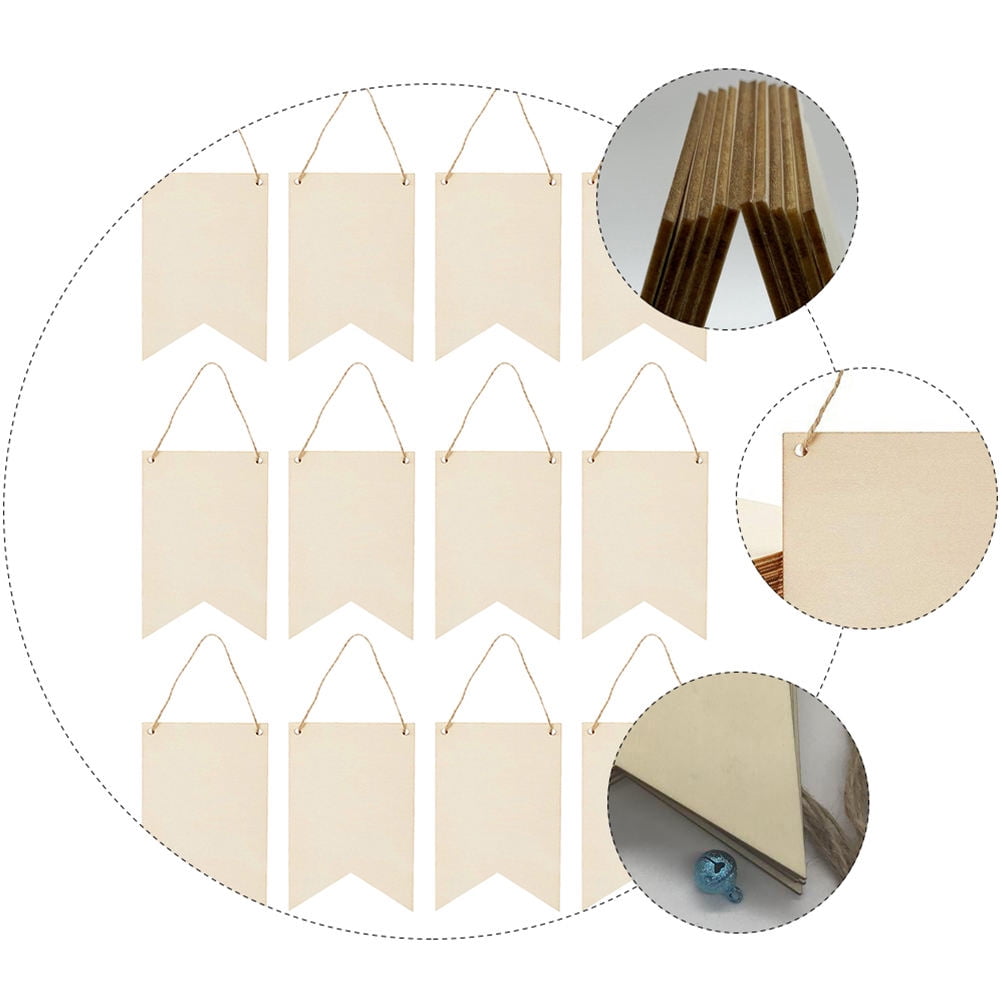HOMEMAXS 72 Pcs  Home Decoration Arts Crafts Hanging Tag Birthday Party Wooden Tag