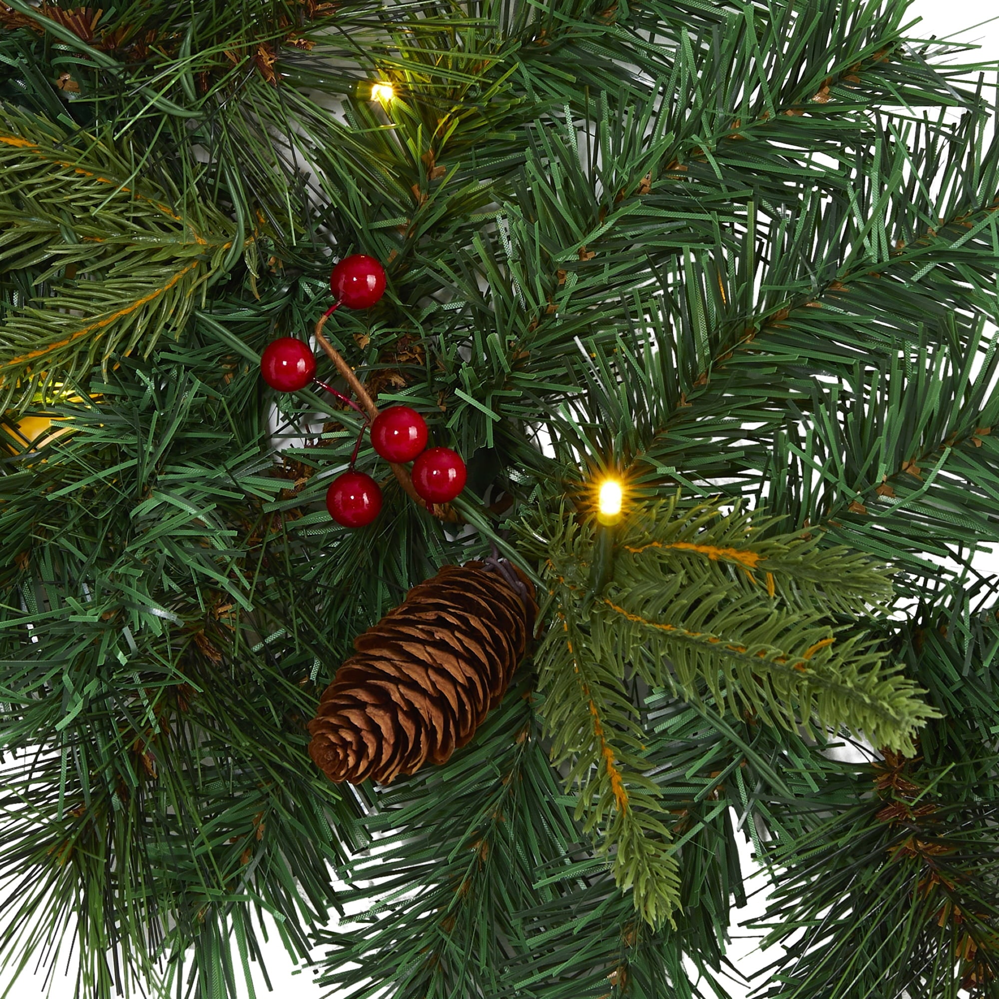 Nearly Natural 6’ x 7" Pre-Lit Mixed Pine Artificial Christmas Garland, Clear LED Lights