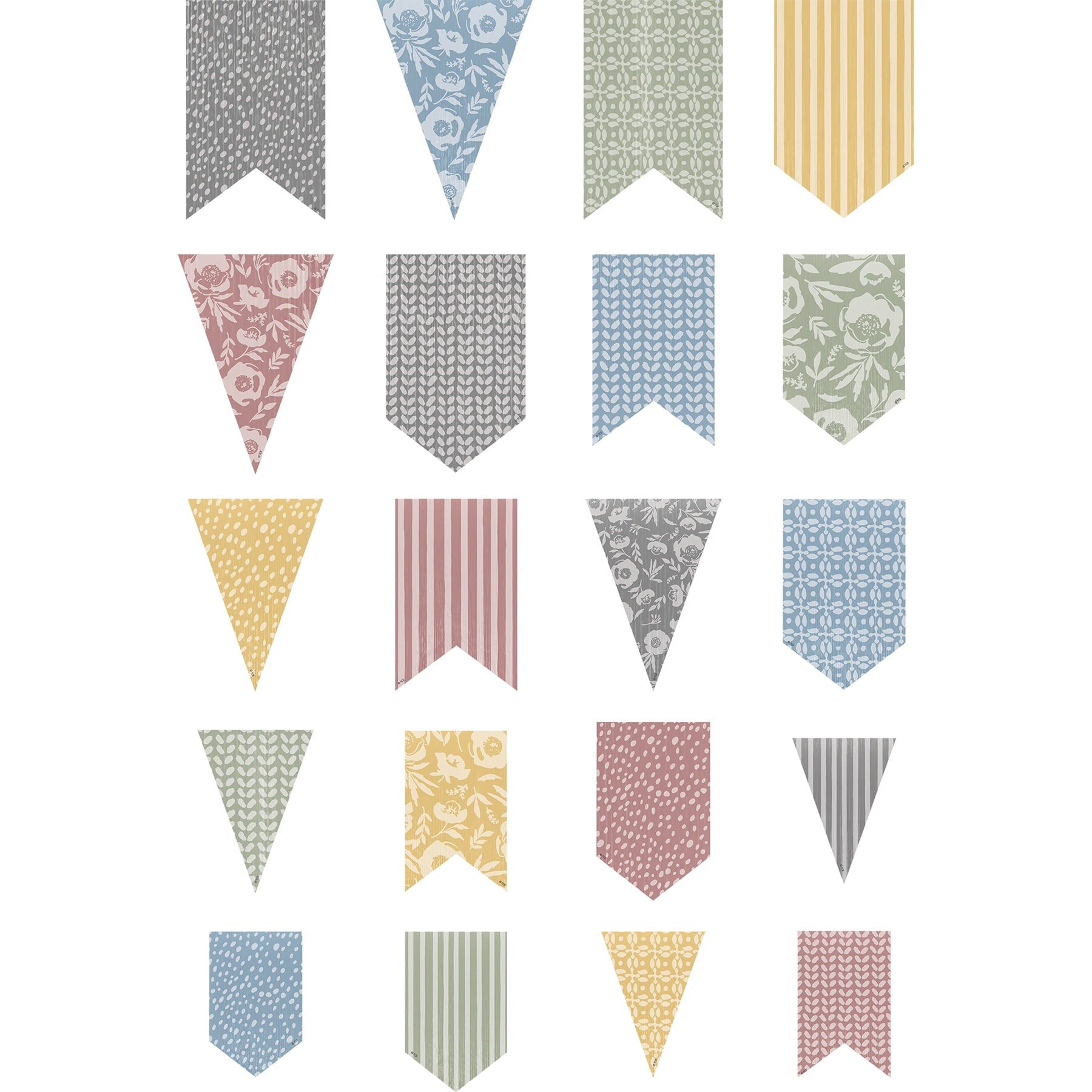 Teacher Created Resources Classroom Cottage Pennants Accents - Assorted Sizes, 60 Per Pack, 3 Packs