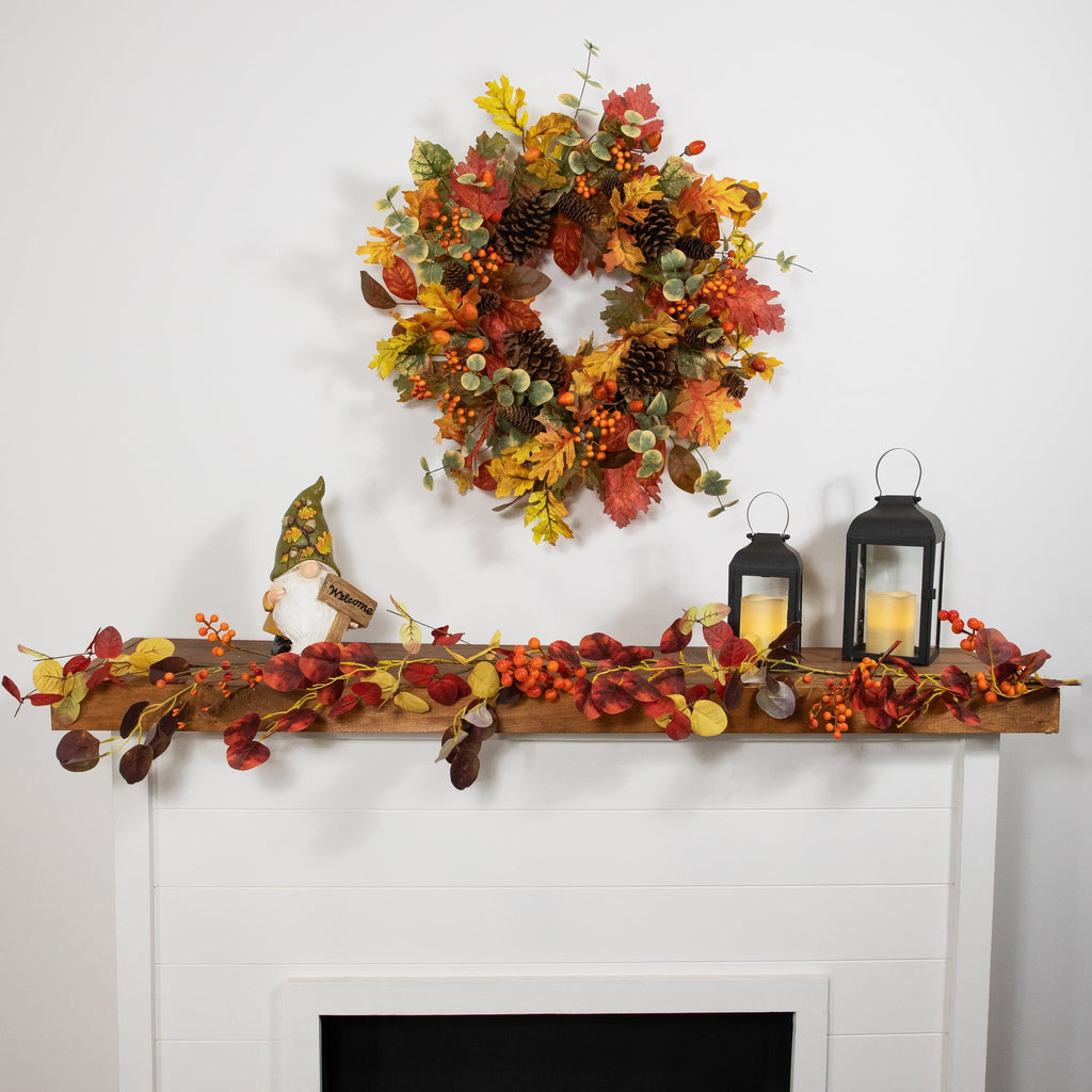 Northlight 5' x 8" Berries and Leaves Artificial Fall Harvest Garland, Unlit
