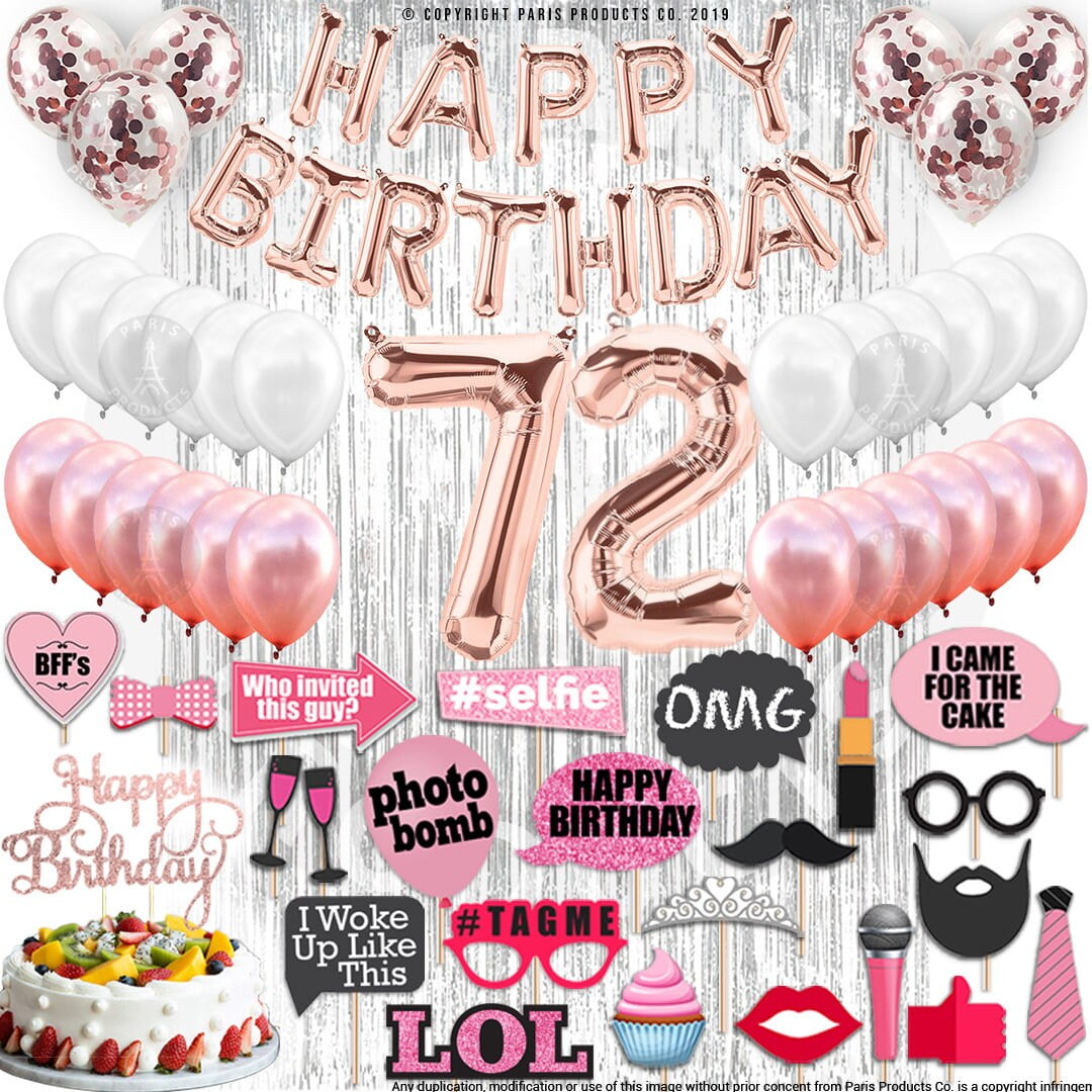 4th Birthday Decorations Party Supplies, Rose Gold 4Number Balloons 4th Foil Mylar Balloons Latex Balloon Decoration 4th Birthday Gifts