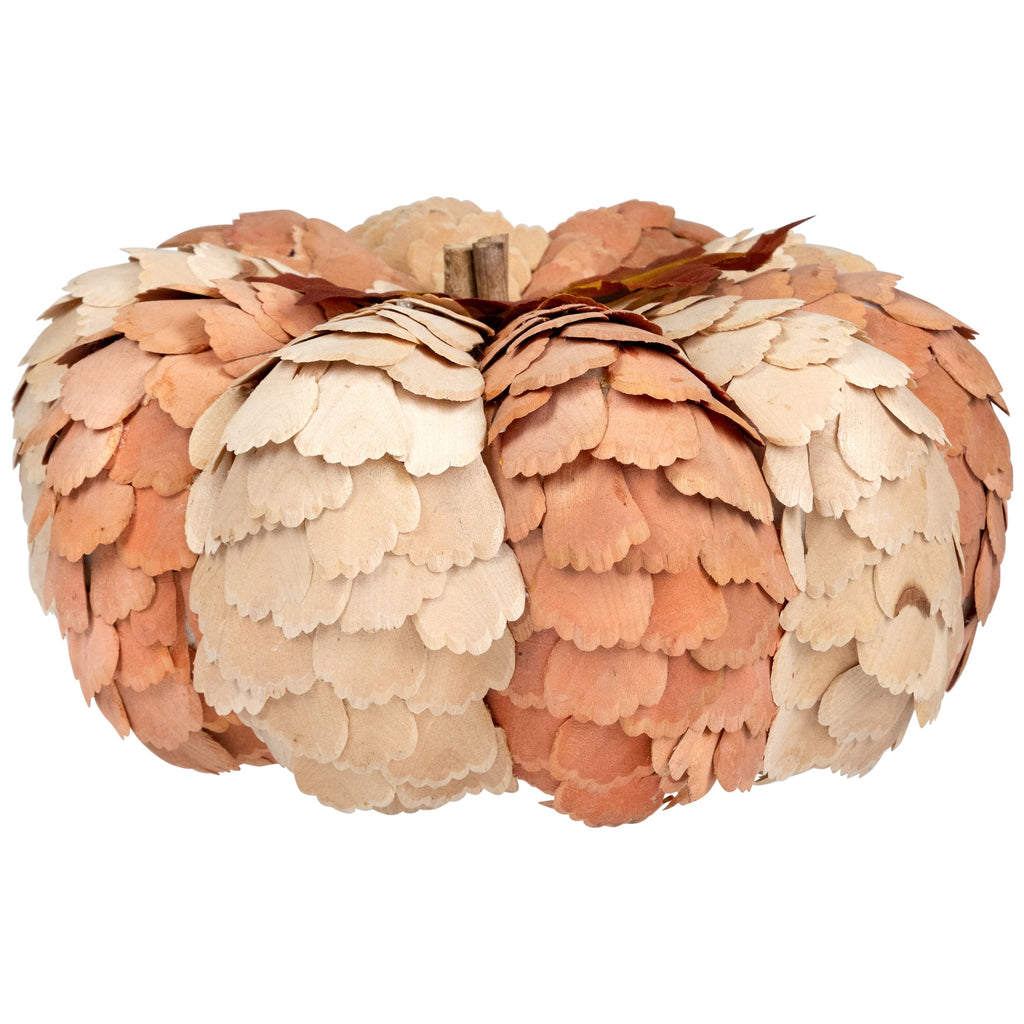 Northlight Fall Harvest Layered Wooden Leaves Pumpkin - 10" - Beige and Orange