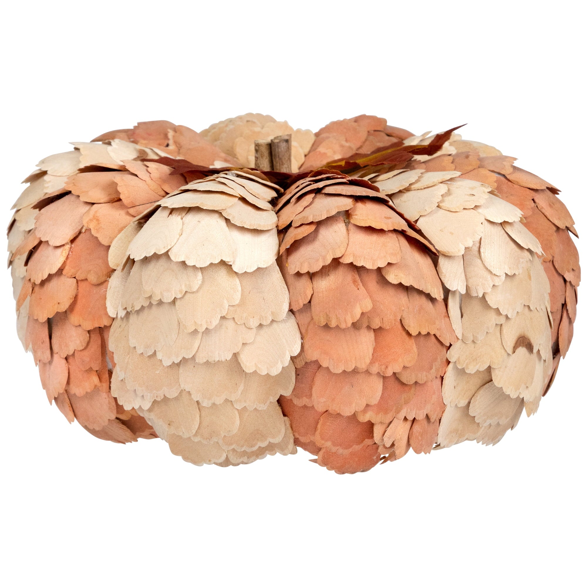 Northlight Fall Harvest Layered Wooden Leaves Pumpkin - 10" - Beige and Orange