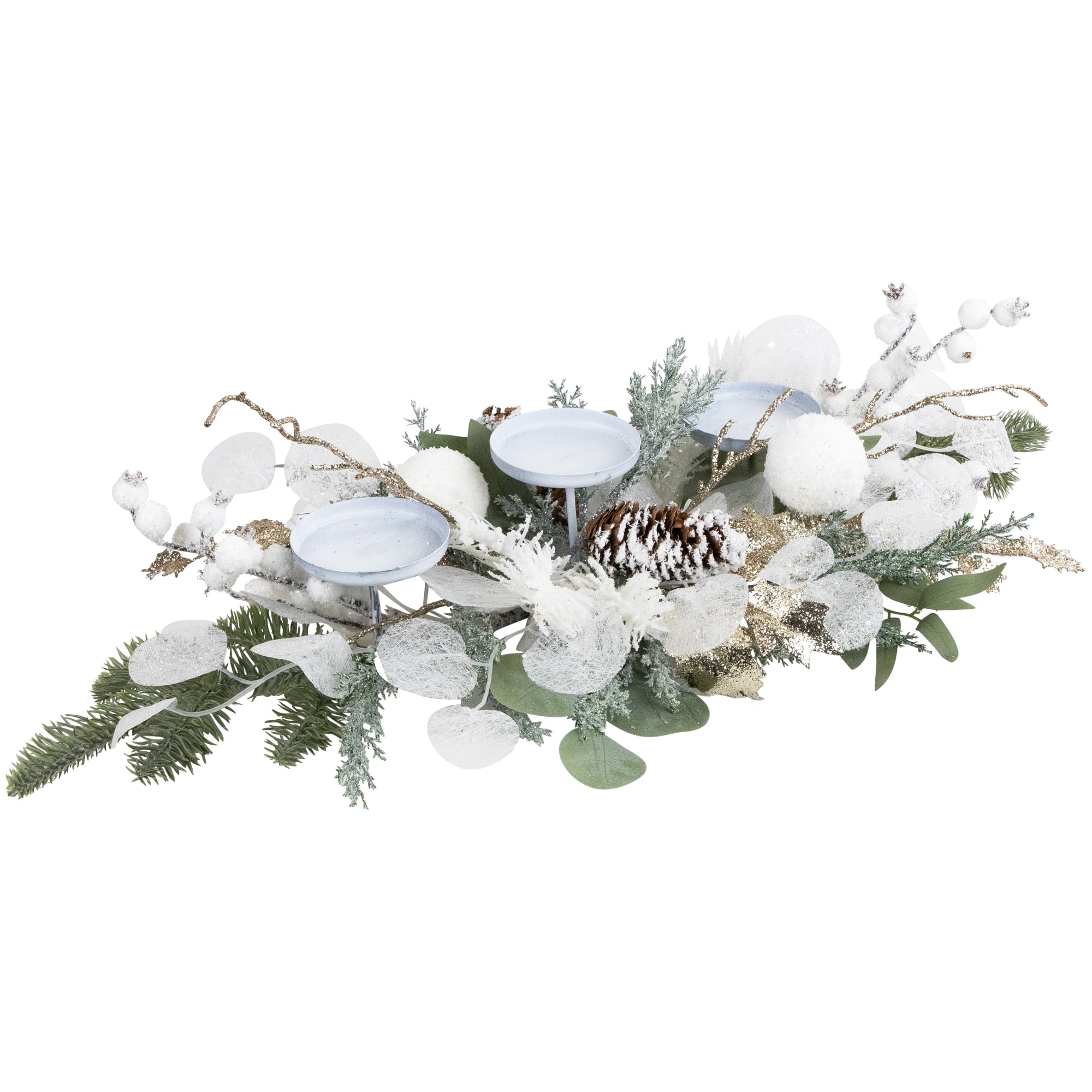 Northlight Mixed Winter Foliage and Berries Christmas Pillar Candle Holder - 24"