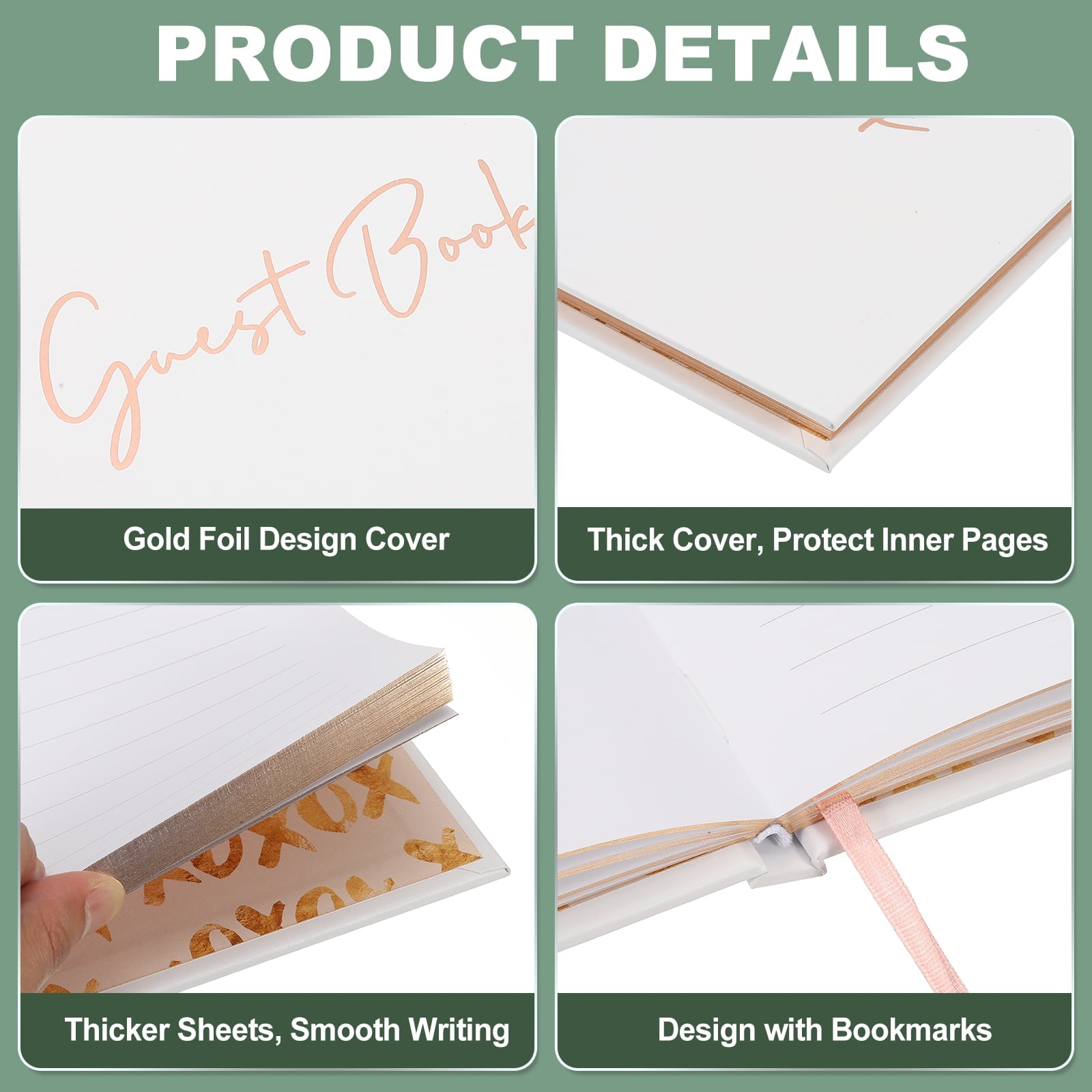 Uxcell Guest Book, 100 Pages Wedding Guest Sign in Book Reception Signature Book Party Decorations Supplies for Birthday Bridal Shower, Black