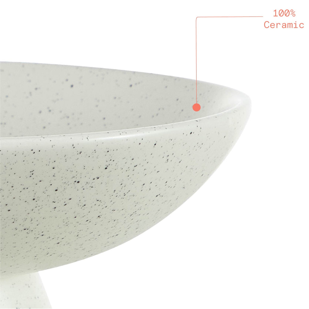 Beautiful 12" Round Speckled White Ceramic Bowl by Drew Barrymore