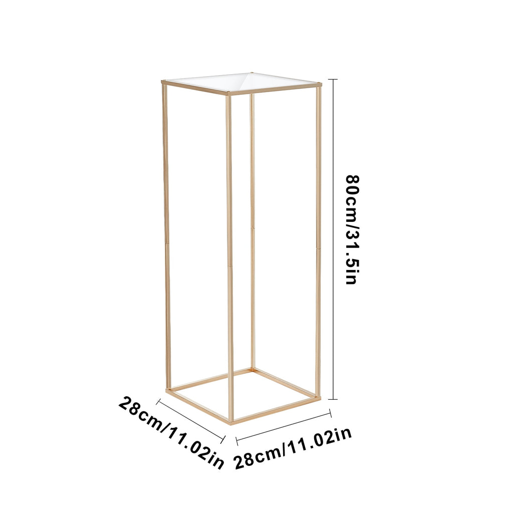 KFFKFF Pair of 31.5inch Tall Wedding Floral Stands, Featuring Acrylic Overlay, Metallic Vase Pillar Geometric Centerpiece Holders, Golden Rectangular Flower Showcasing Structure