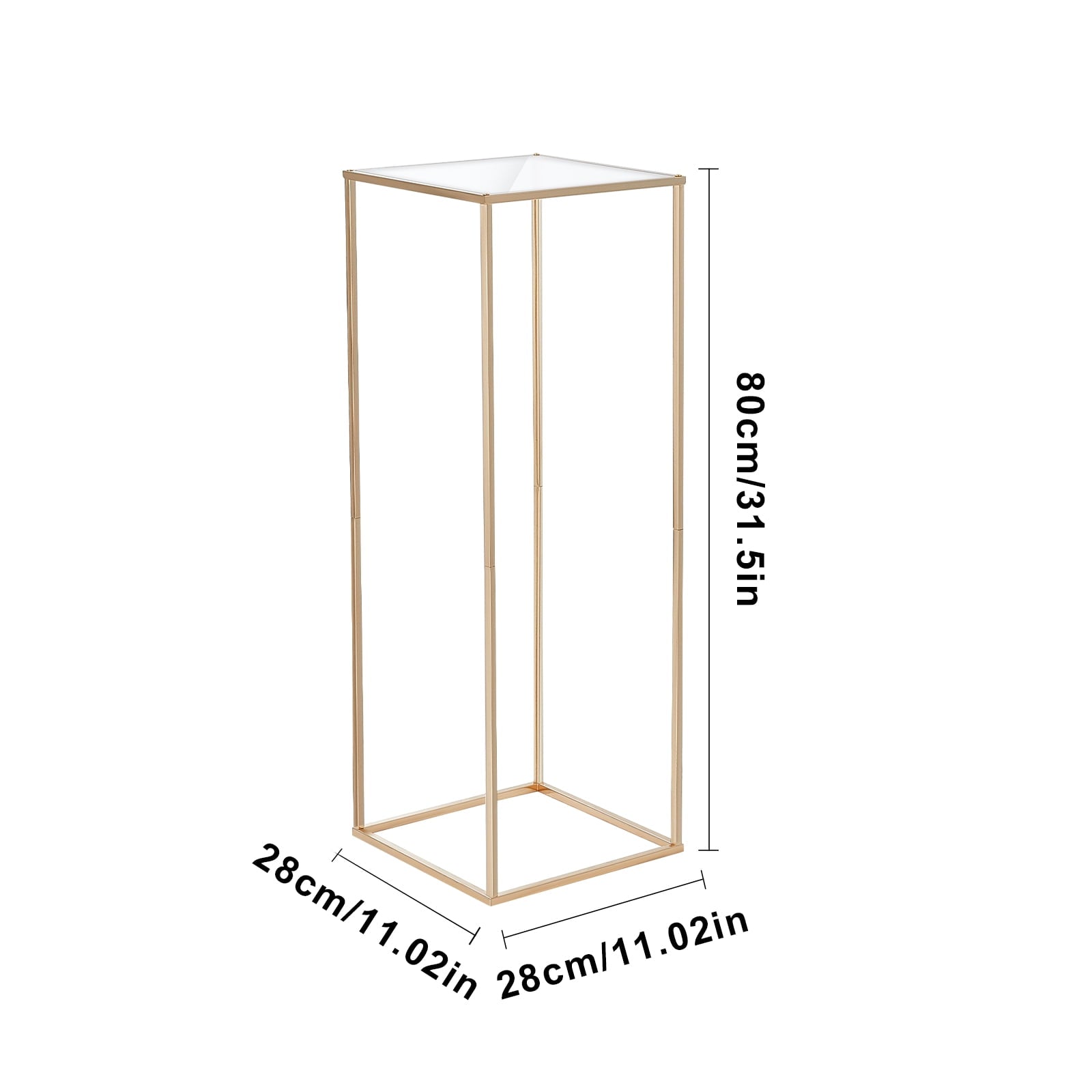 KFFKFF Pair of 31.5inch Tall Wedding Floral Stands, Featuring Acrylic Overlay, Metallic Vase Pillar Geometric Centerpiece Holders, Golden Rectangular Flower Showcasing Structure