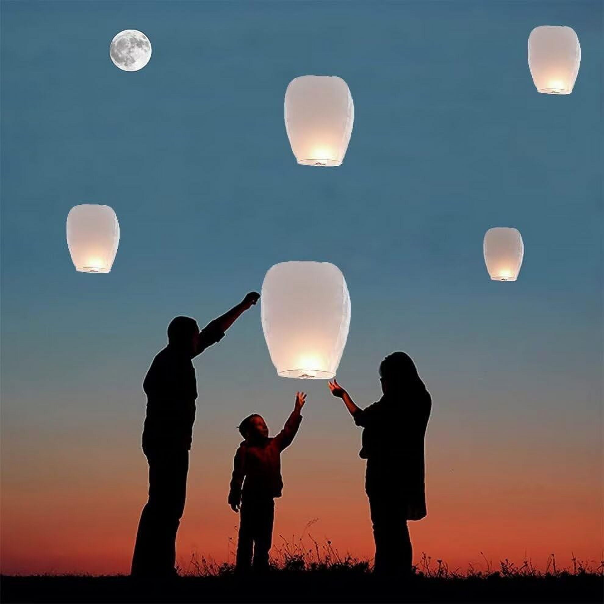 Birthday Party, New Years, Festival Chinese Paper Lanterns Paper Wishing Lanterns for Weddings 20 Pack (White)