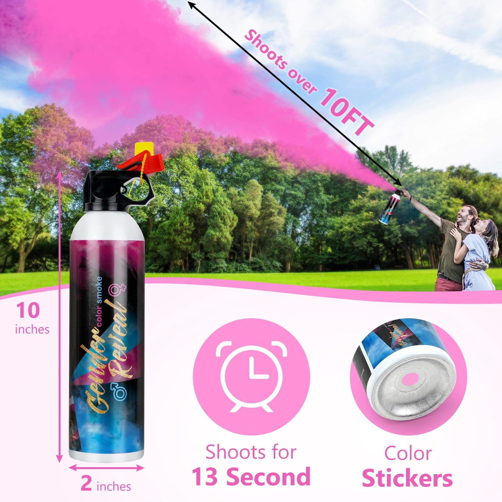 Gender Reveal Smoke Bombs,100% Biodegradable Butterfly Confetti Powder Cannon,Memorable Baby Gender Reveal Party Supplies Decorations & Ideas，2 PACK PINK
