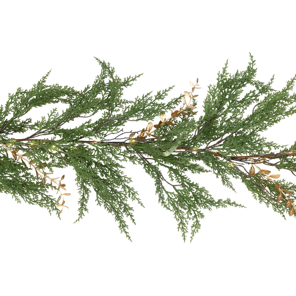 Northlight Real Touch™ Pre-Lit Cedar Pine Artificial Christmas Garland - 10' - Warm White LED