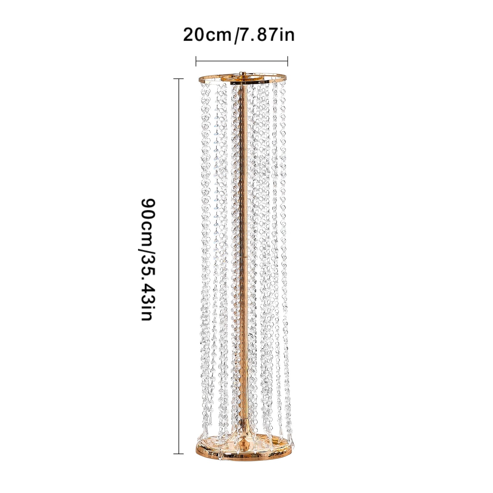 SKYSHALO 4-Pack 35.43" High Crystal Floral Stands, Elegant Gold Metal Vases for Centerpieces, Ideal for Weddings, Parties, Ceremonies, Dinners, Events, and Home Decoration