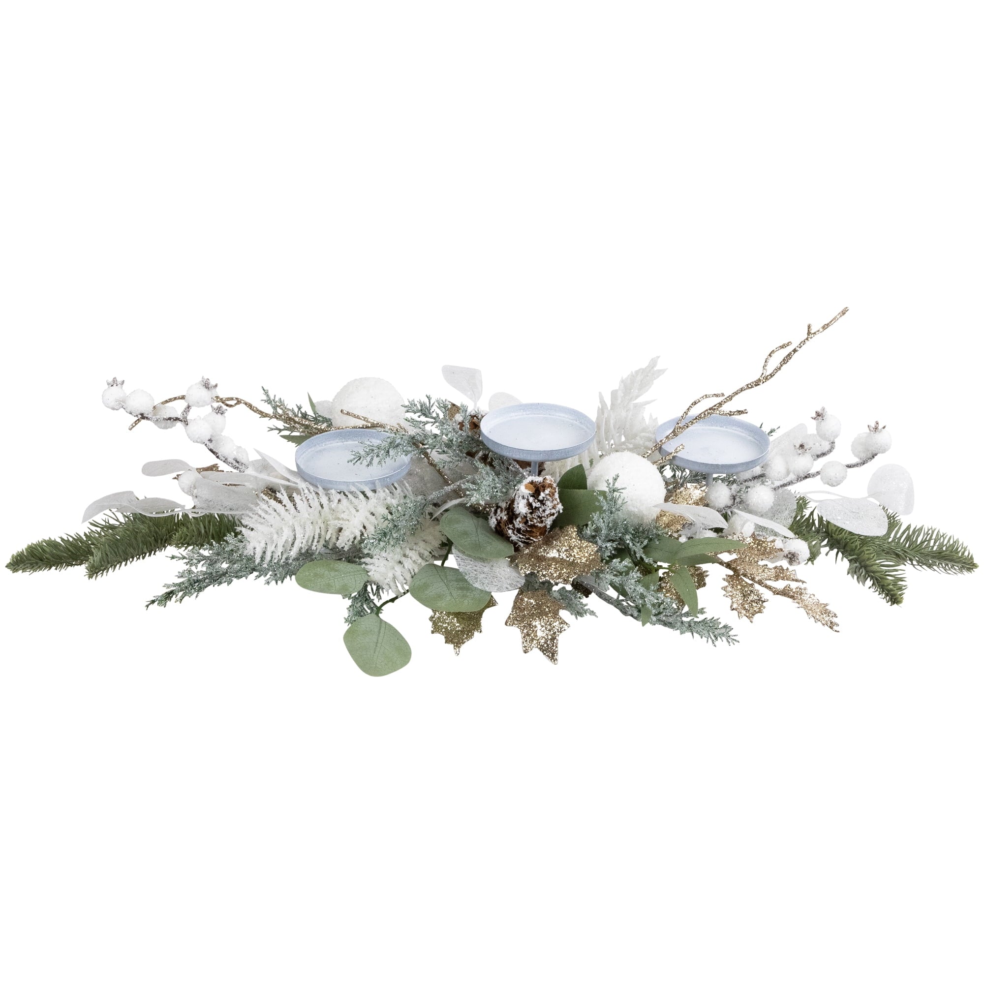 Northlight Mixed Winter Foliage and Berries Christmas Pillar Candle Holder - 24"