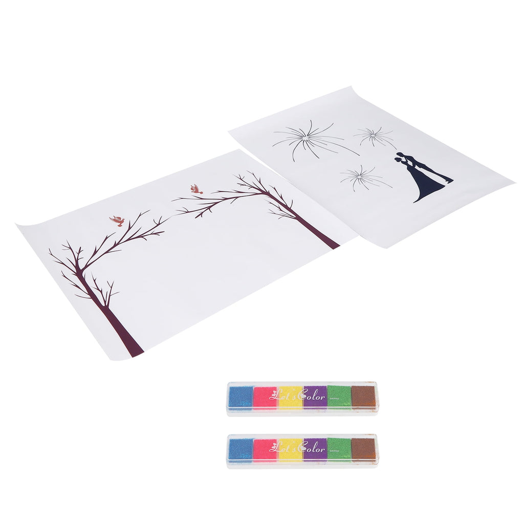 Viccilley Guest Book - 2 Set DIY Pattern Guest Signature Sign‑In Book Guestbook Fingerprint Painting for Wedding Birthday Party