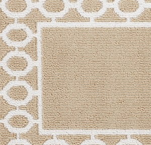 Washable Skid-Resistant Runner Rug, Trellis Border, Beige and White, 26" x 96"