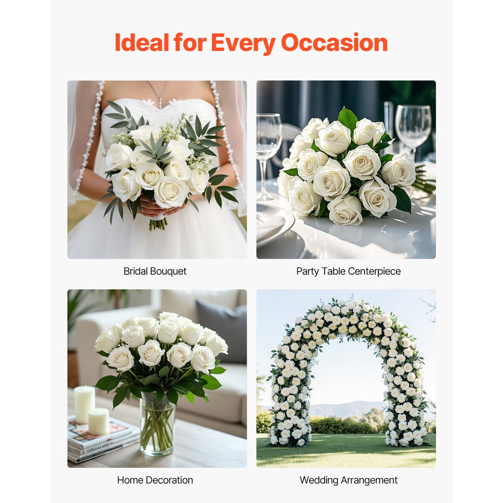KFFKFF Synthetic Blooms, Set of 60 Lifelike White Foam Imitation Roses, White Counterfeit Bridal Shower with Stalks for Custom Wedding Bouquets, Household Centerpiece Designs