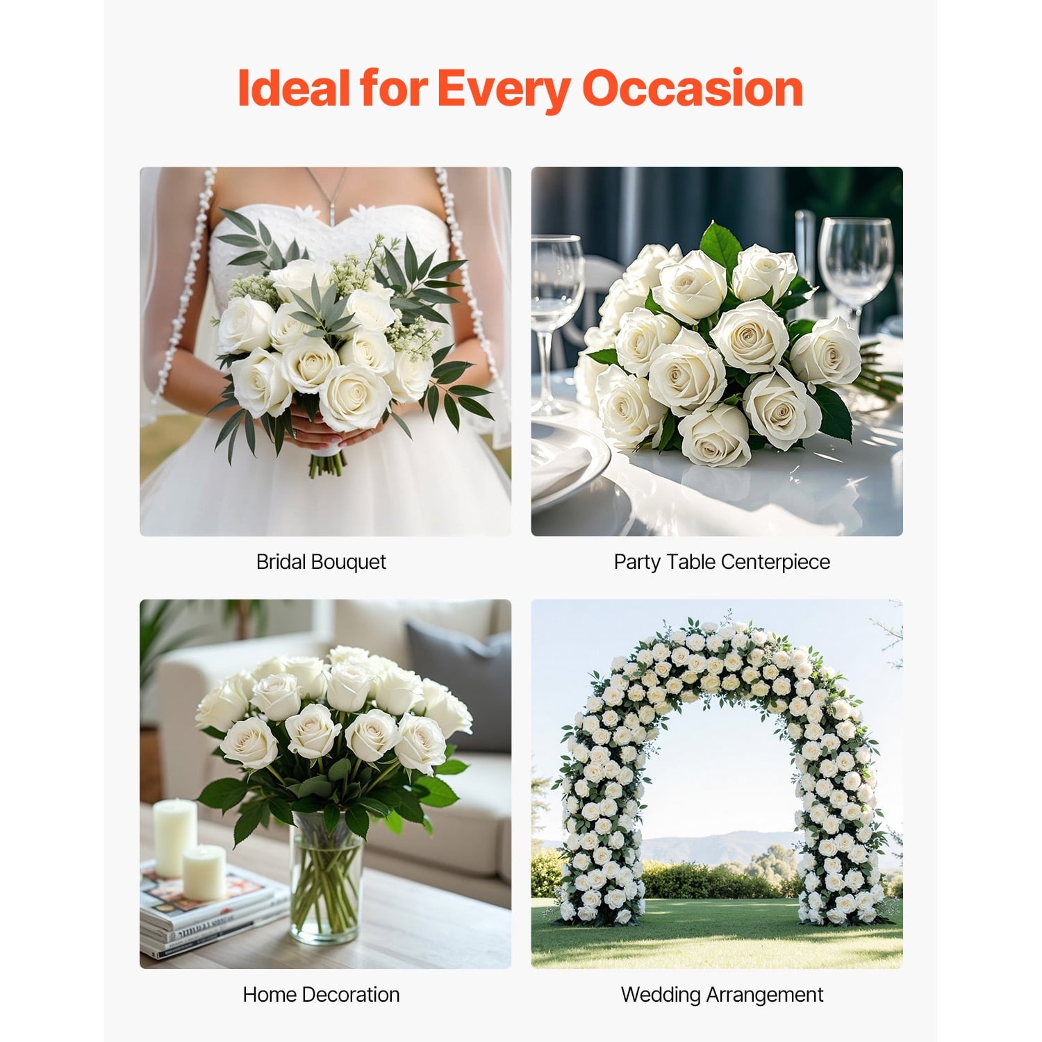 KFFKFF Synthetic Blooms, Set of 60 Lifelike White Foam Imitation Roses, White Counterfeit Bridal Shower with Stalks for Custom Wedding Bouquets, Household Centerpiece Designs