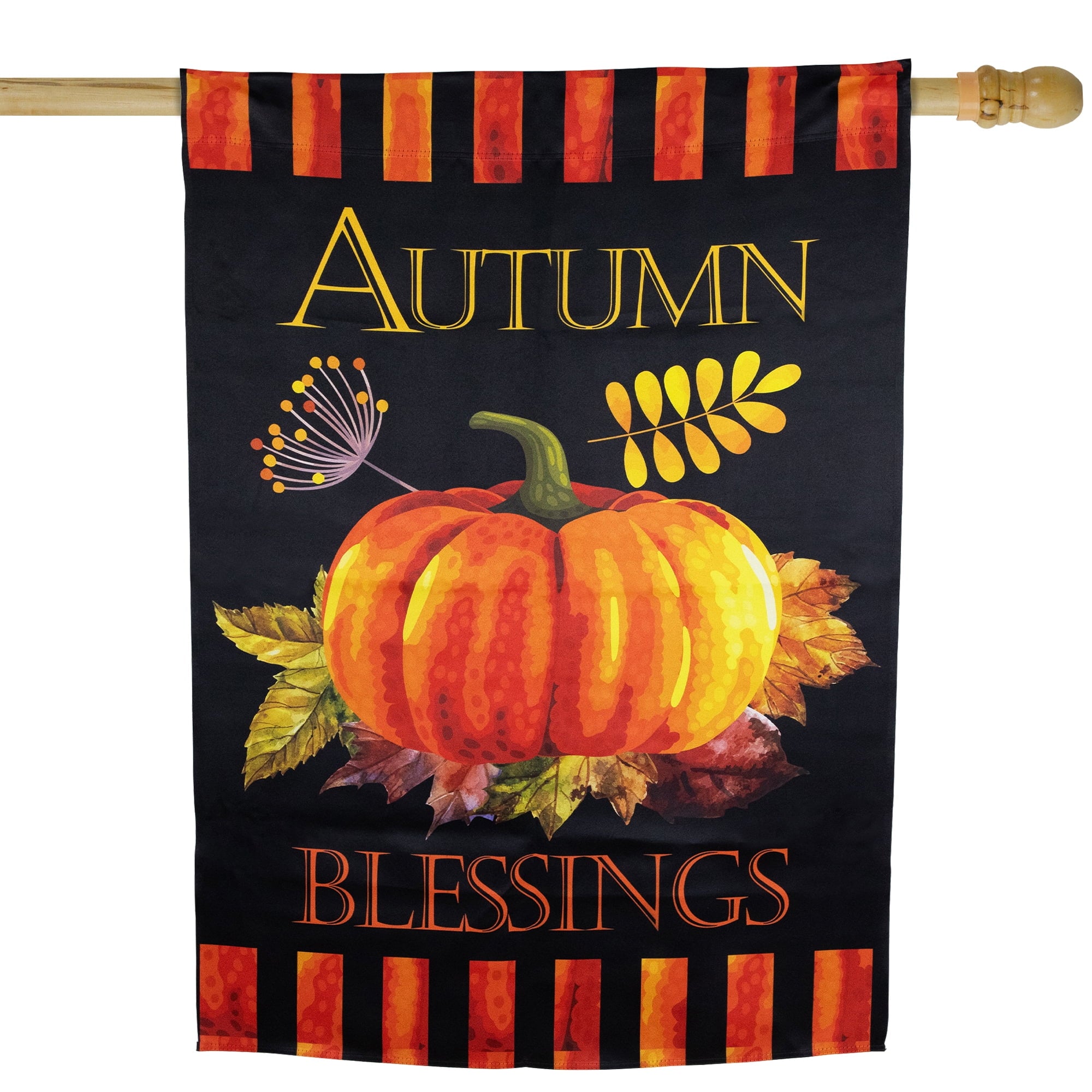 Northlight Autumn Blessings and Pumpkin Fall Harvest Outdoor House Flag - 40" x 28"
