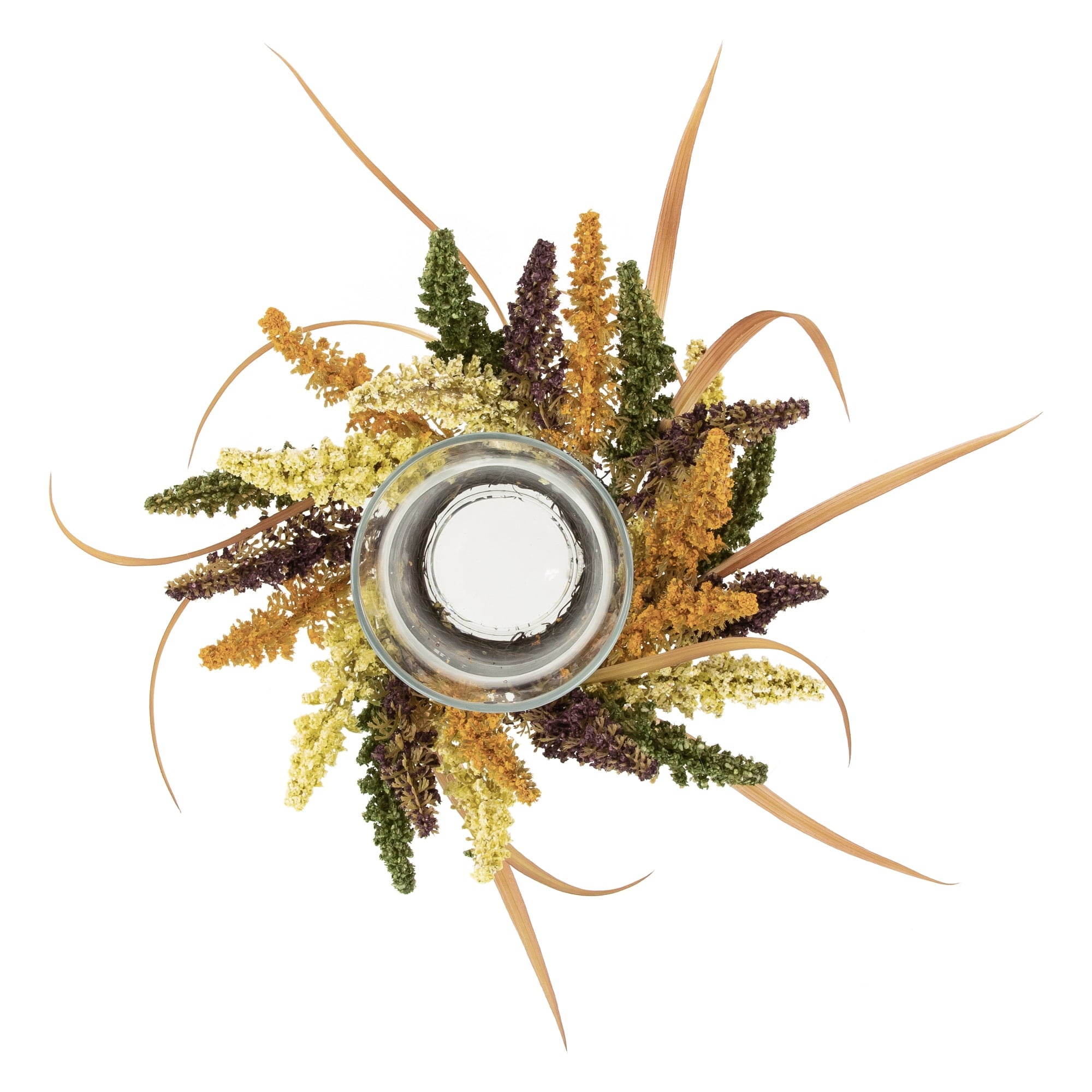 Northlight Autumn Harvest Pillar Candle Holder with Artificial Fall Foliage - 18" x 6"