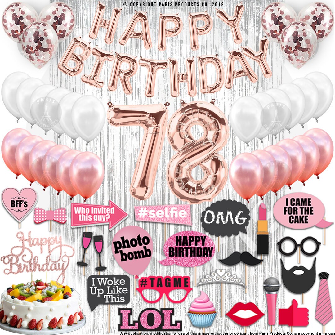 4th Birthday Decorations Party Supplies, Rose Gold 4Number Balloons 4th Foil Mylar Balloons Latex Balloon Decoration 4th Birthday Gifts