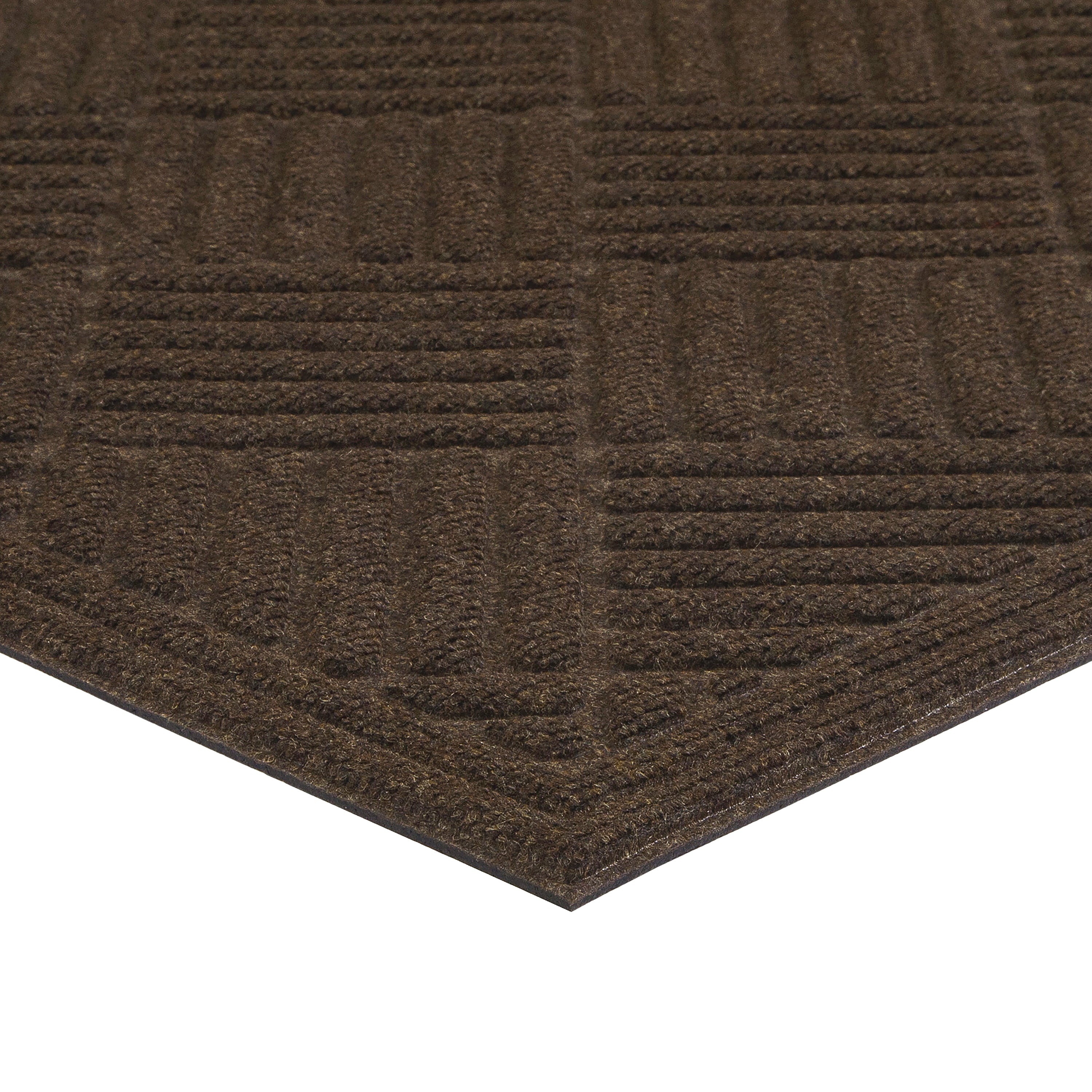 Mainstays Textures Crosshatch Polyester and Rubber Backed Doormat, 2' x 3', Smoke