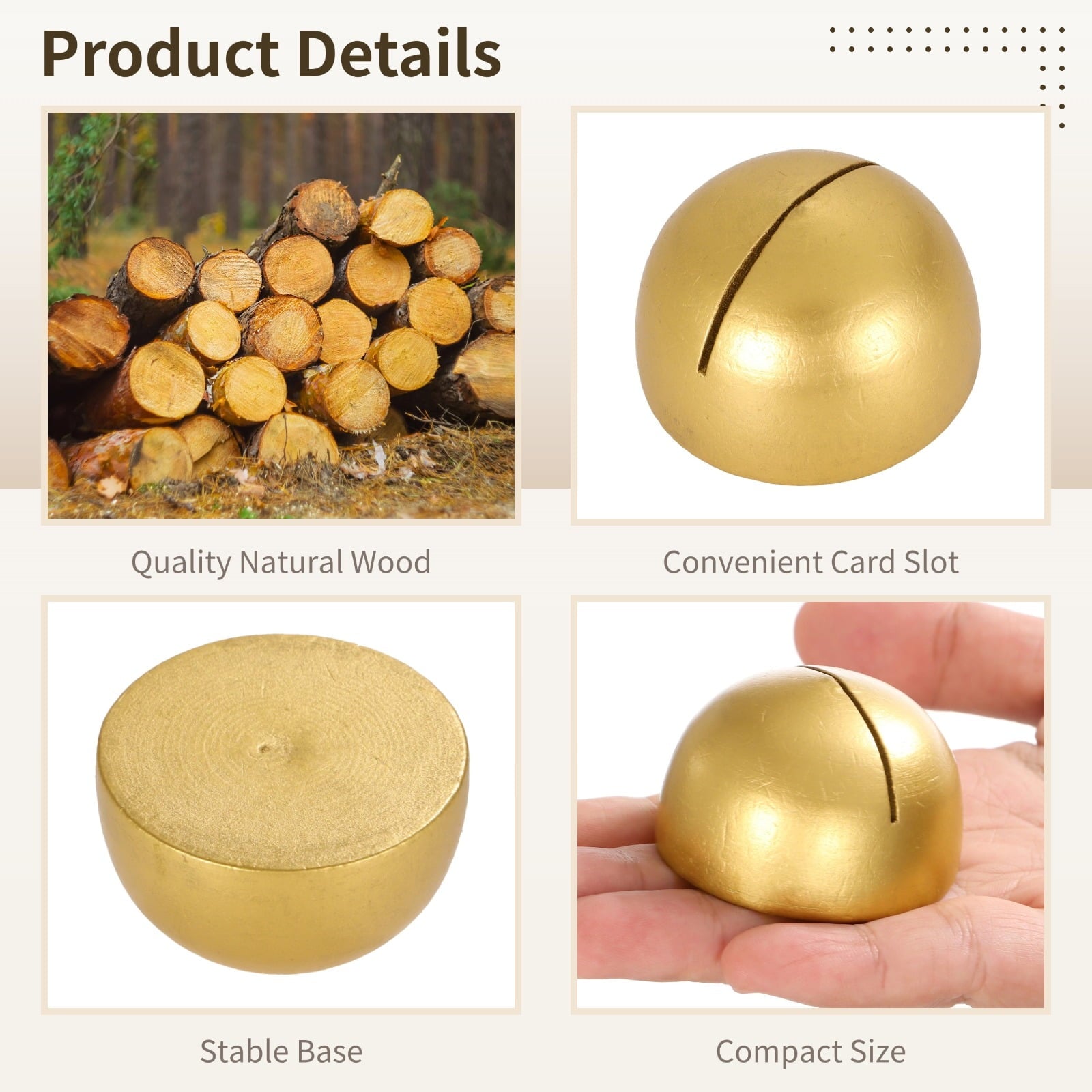 50 Pcs Wooden Wedding Table Number Stands Holder, Gold Table Sign Holder - Reusable Place Card Holder for Reception, Birthday Banquet Decor