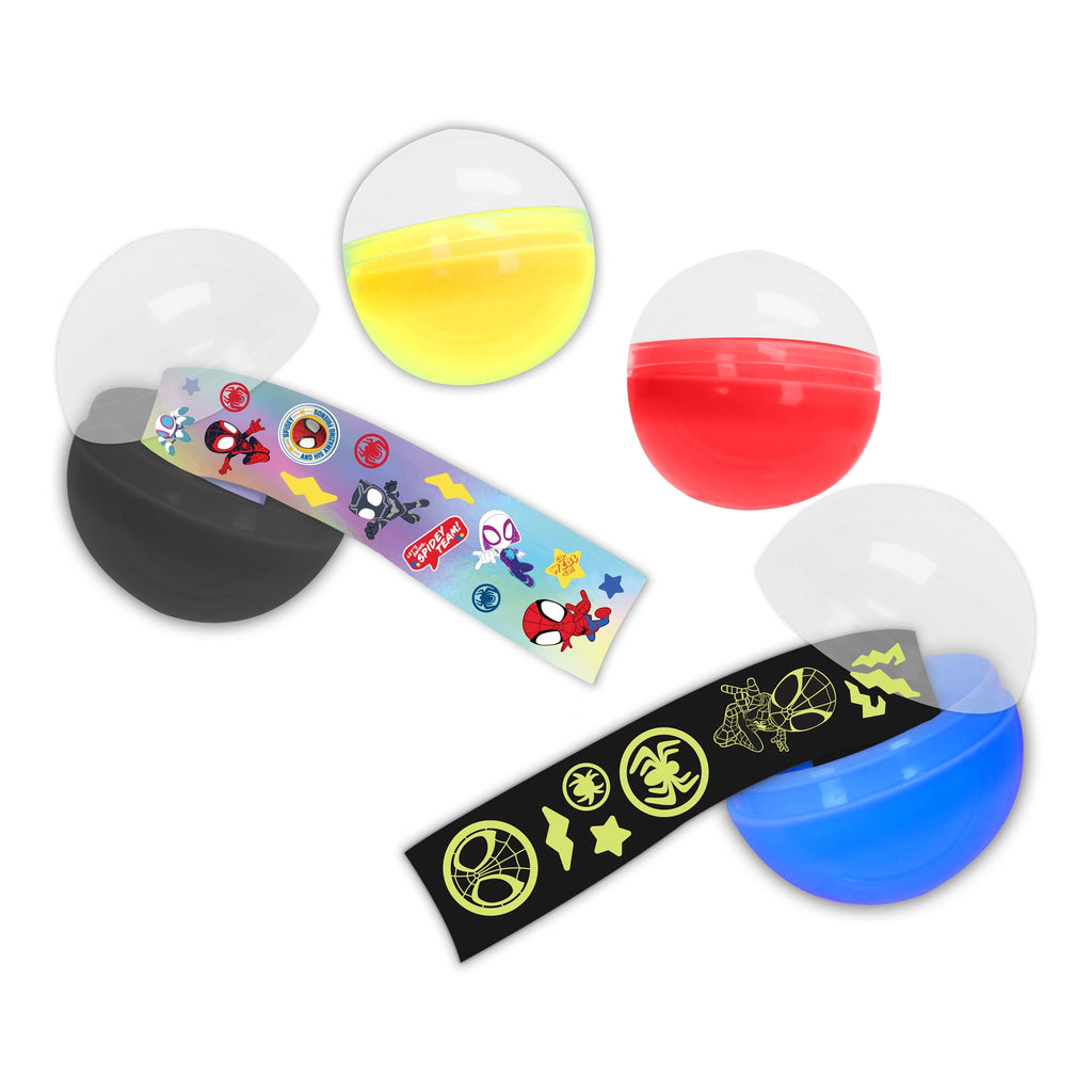 Tara Toy: Surprise Vending Machine: Spidey & His Amazing Friends - 12 Capsules, Sticker & Tattoo Rolls, Puffy & Metallic, Glow-In-The Dark, Kids 3+