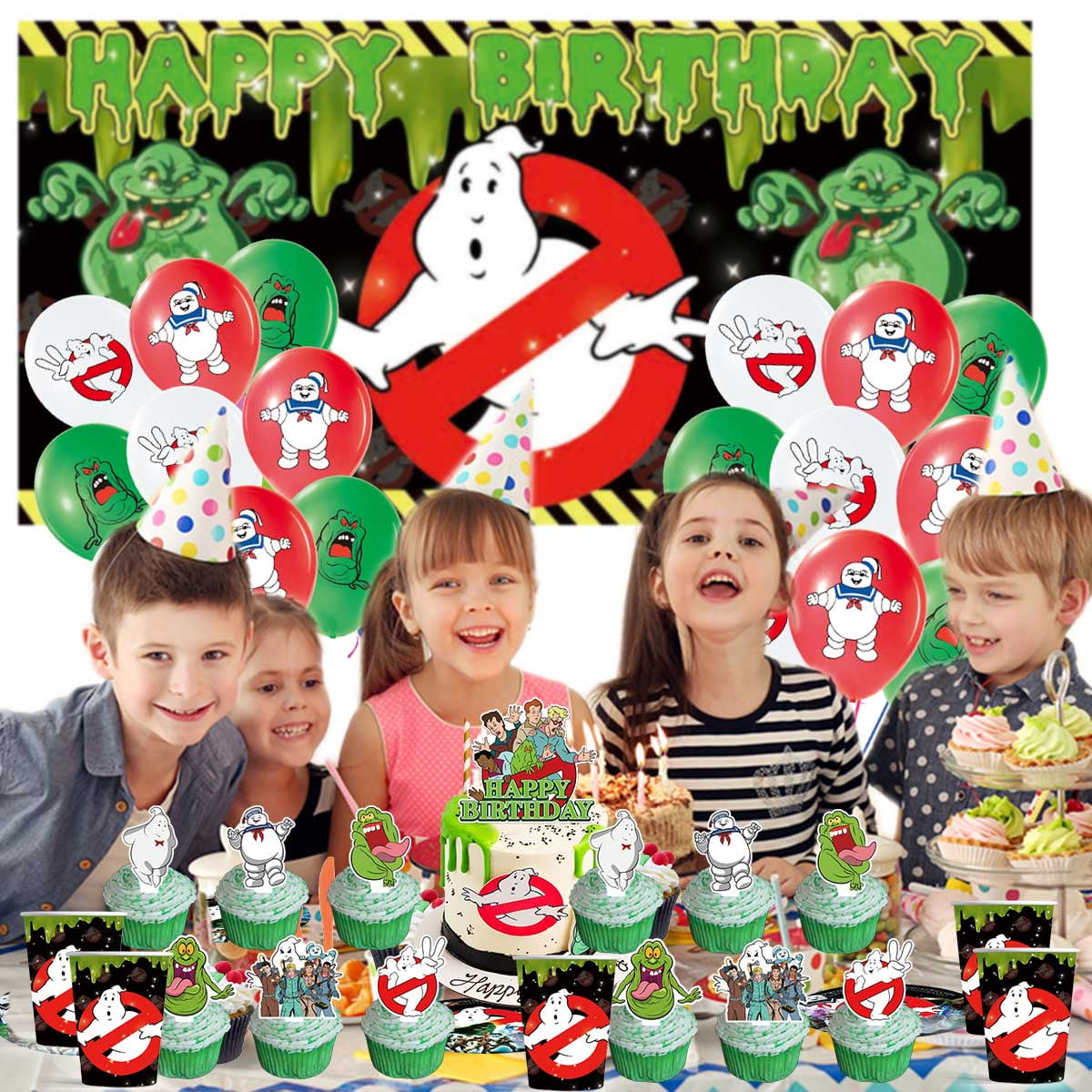 Ghostbusters Balloons Supplies Party Decor Plates Decorations Banner Cake Topper Tableware Banner Backdrop