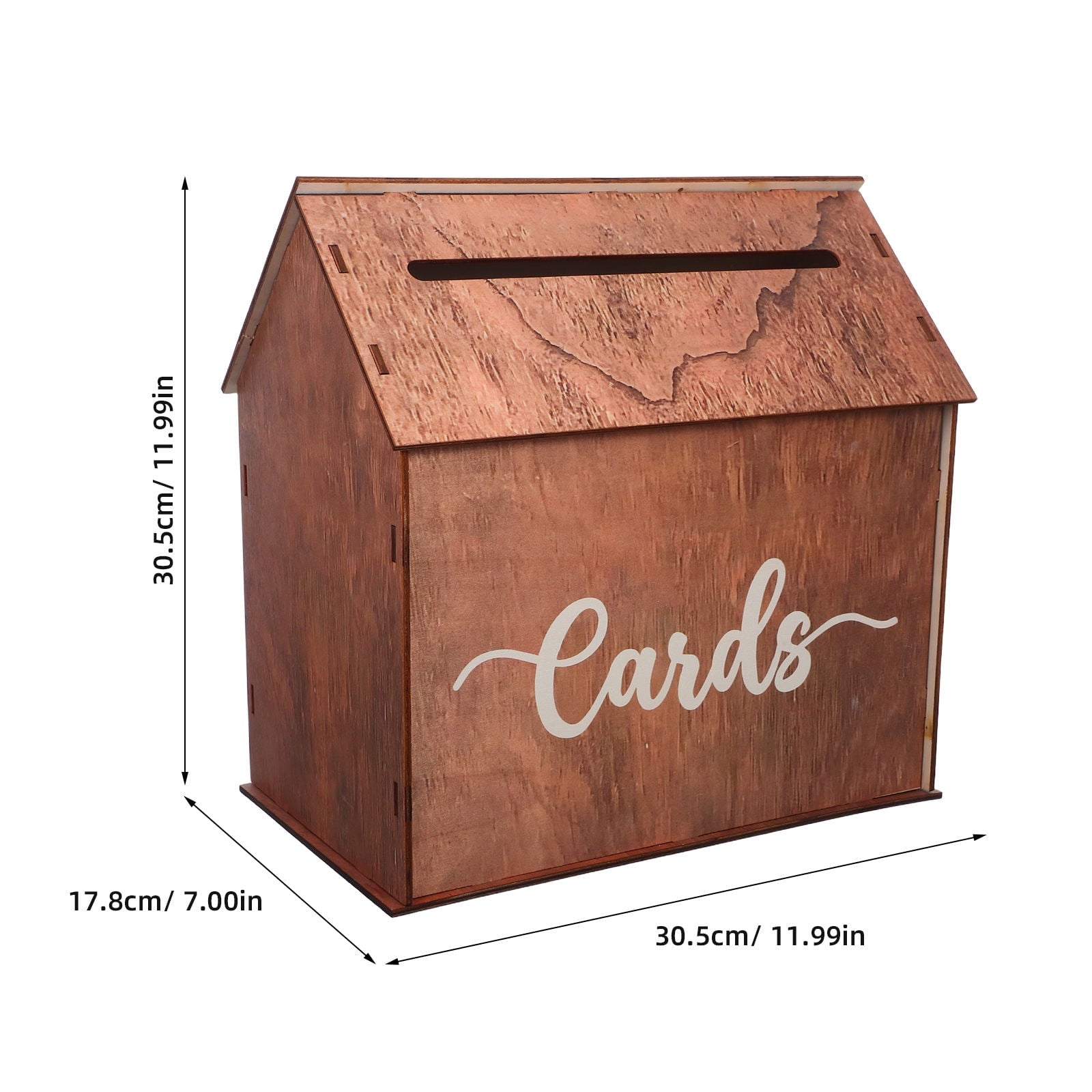 TABLZONE Elegant Wood Wedding Card Holder Box Brown for Birthdays Bridal Showers