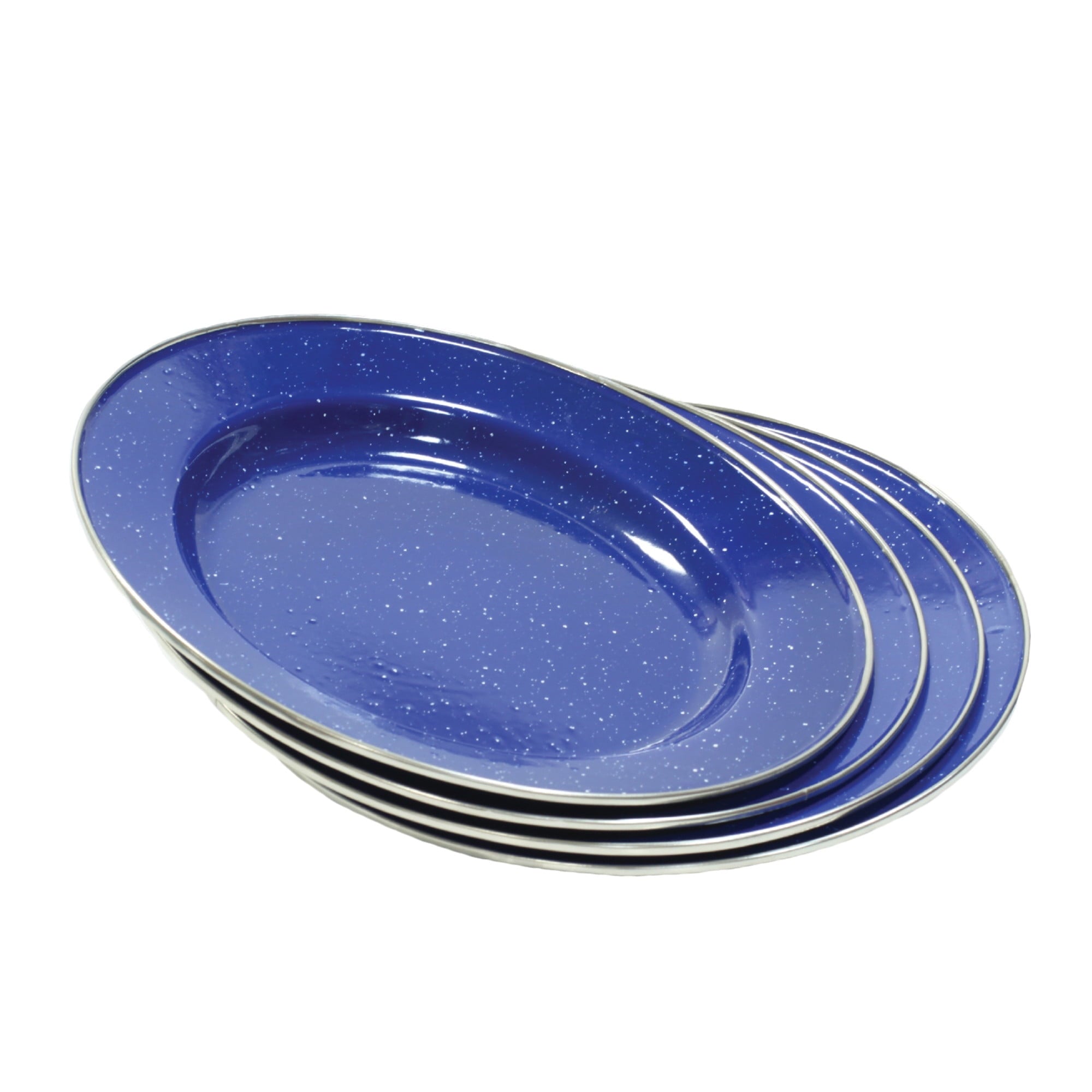 Stansport Deluxe 24-Piece Enamel Tableware Set - Blue