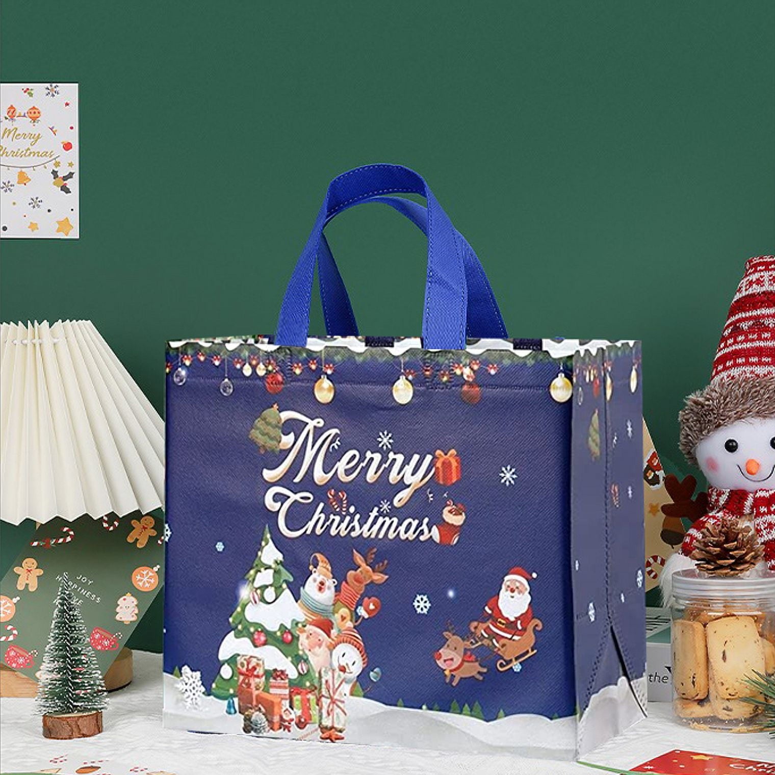 16PCS Christmas Gift Bags, Multifunctional Non-Woven Shopping Totes for Gifts Wrapping Shopping
