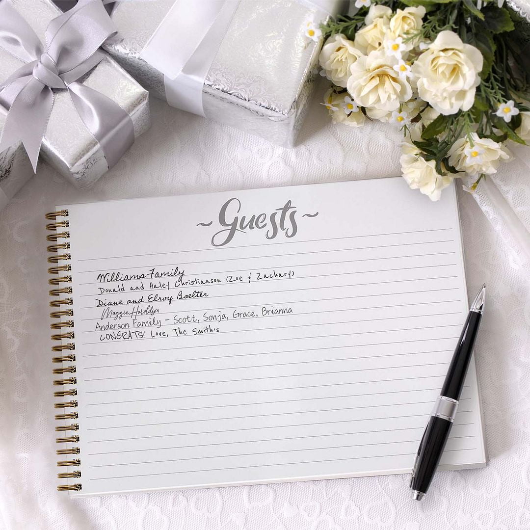 Hardcover Lush Greenery Wedding Guestbook / 120 Lined Guest Signature Pages Inside / 11" x 8.5" Landscape Lay Flat Event Guest Book/Gold Metal Spiral Binding