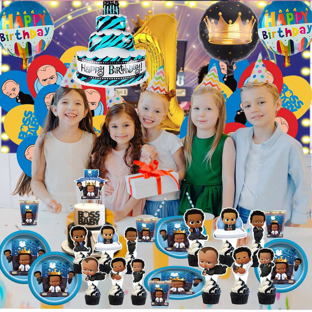 Boss Baby Africa Boy Party Supplies Decor Tableware Backdrop Banner Cake Topper Balloons Birthday Decorations