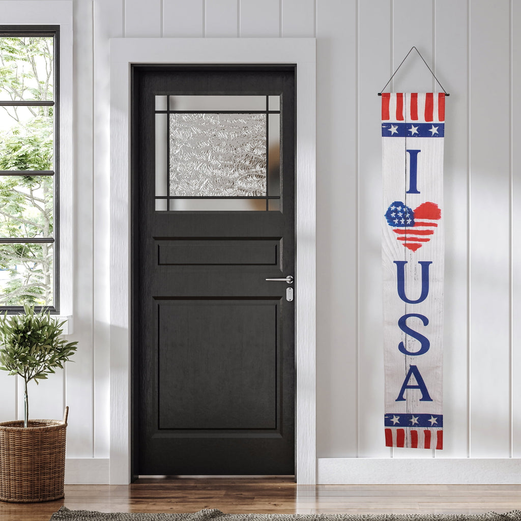 Northlight Stars and Stripes "I Heart USA" and "God Bless America" Door Banners - 71" - Set of 2