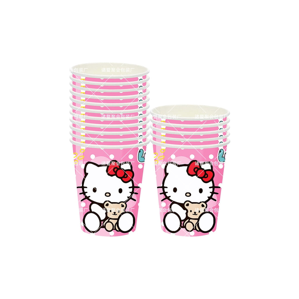 Hello-Kitty 71/81 PCS Party Supplies, Party Tableware, Disposable Paper Plates- Napkins-Forks Dinnerware Set