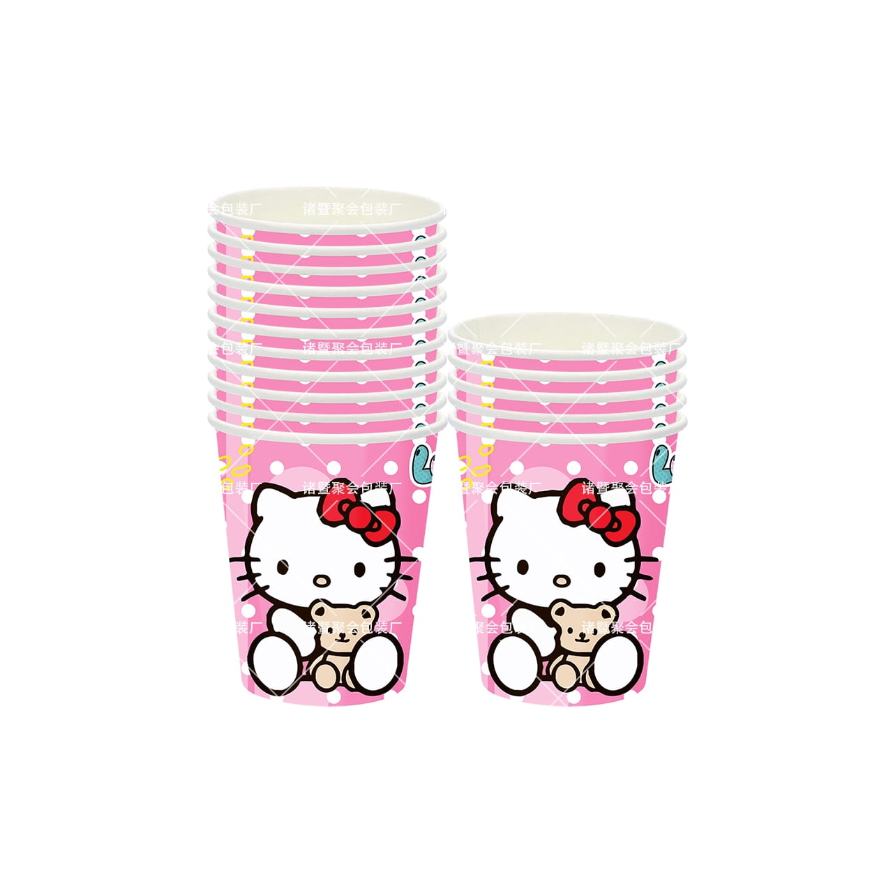 Hello-Kitty 71/81 PCS Party Supplies, Party Tableware, Disposable Paper Plates- Napkins-Forks Dinnerware Set