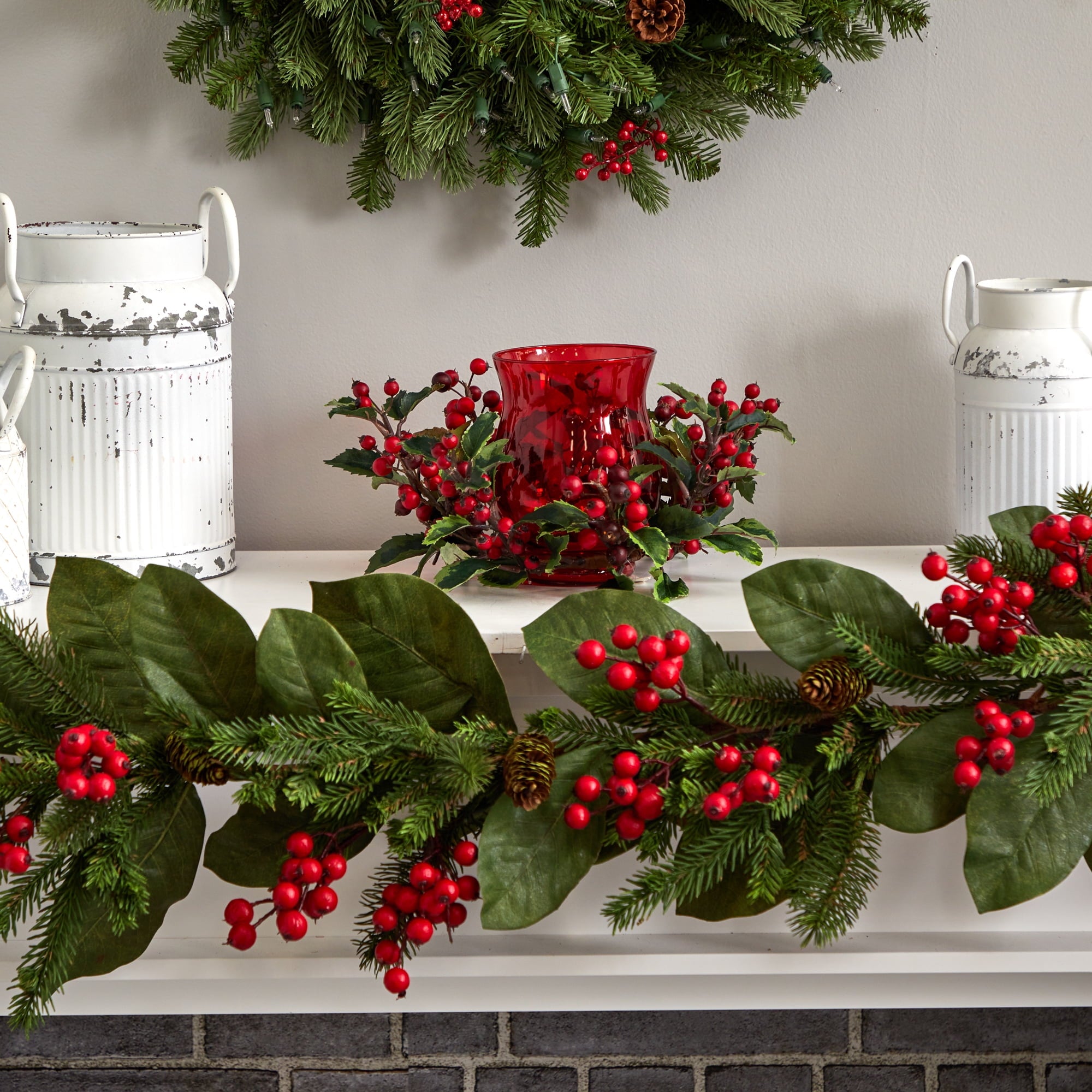 Nearly Natural Holly Berry Candelabrum