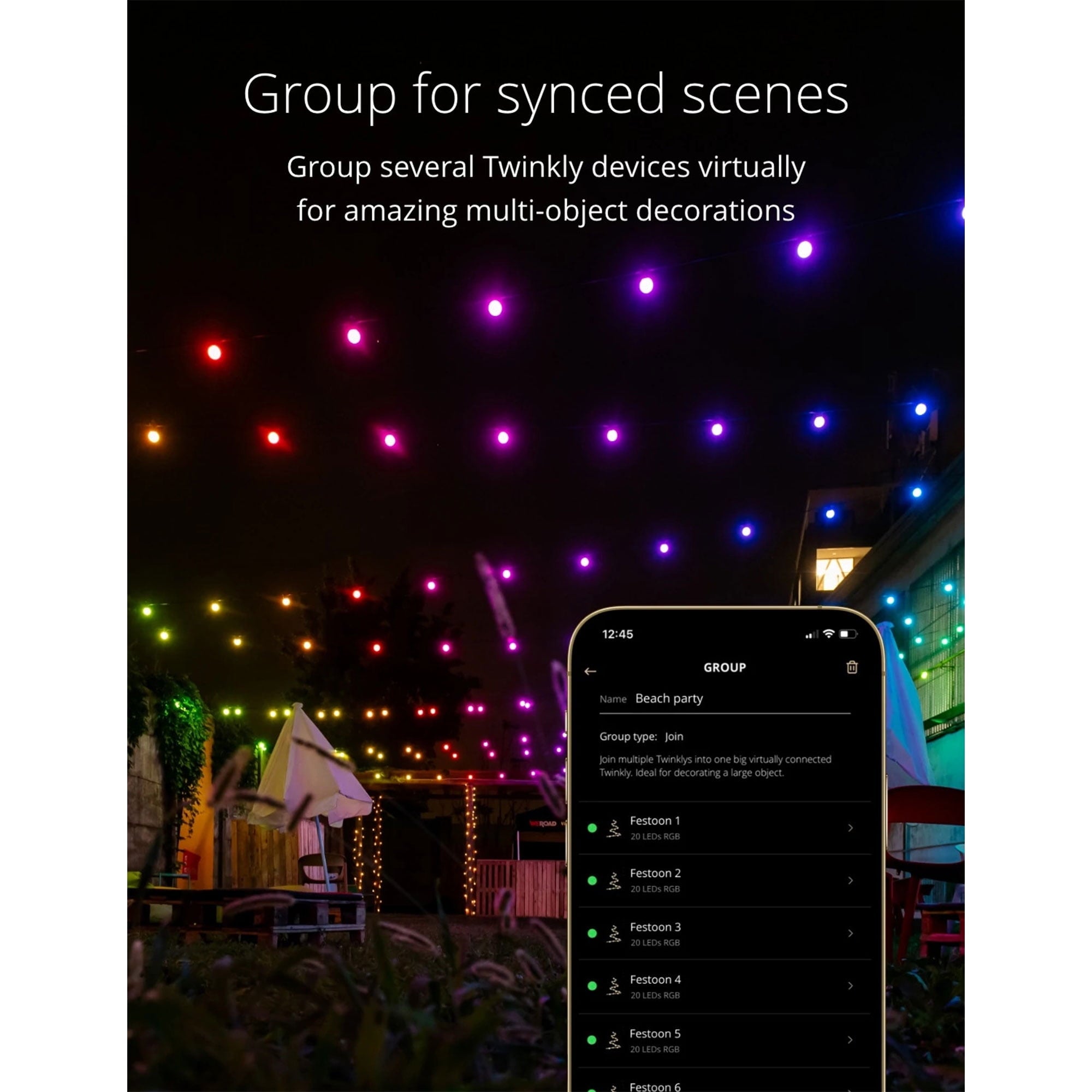 Twinkly Festoon App-Controlled Smart LED 20 Multicolor RGB Bulb Light String