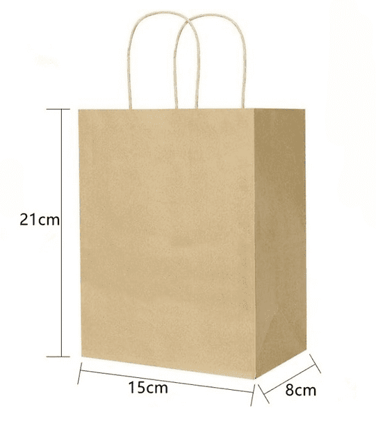 100 Brown Kraft Paper Gift Bags with Handles, 8.26in Small Shopping Bags for Retail, Parties & Gifts